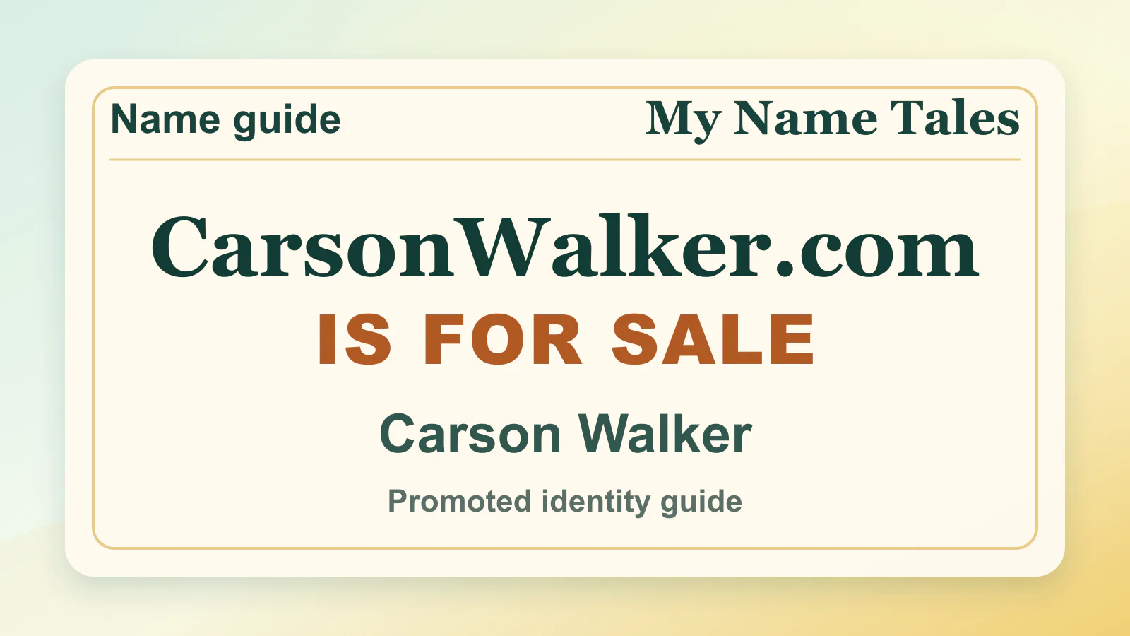 Carson Walker personal name guide thumbnail on My Name Tales