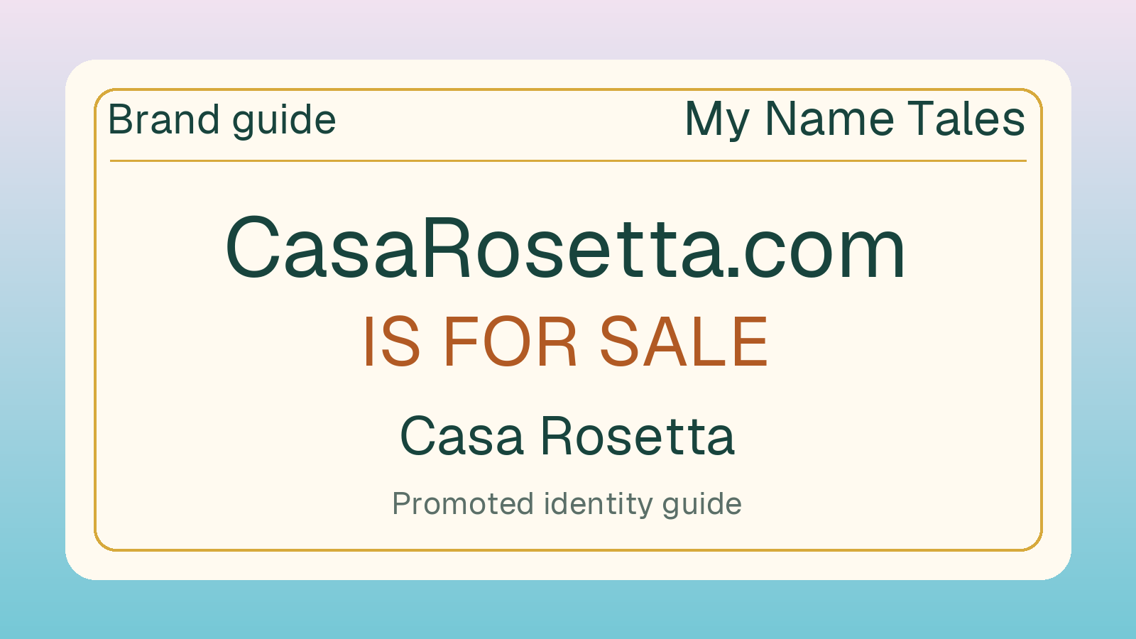 Casa Rosetta brand guide — CasaRosetta.com is for sale