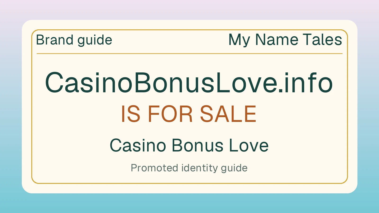 Casino Bonus Love brand guide — CasinoBonusLove.info is for sale