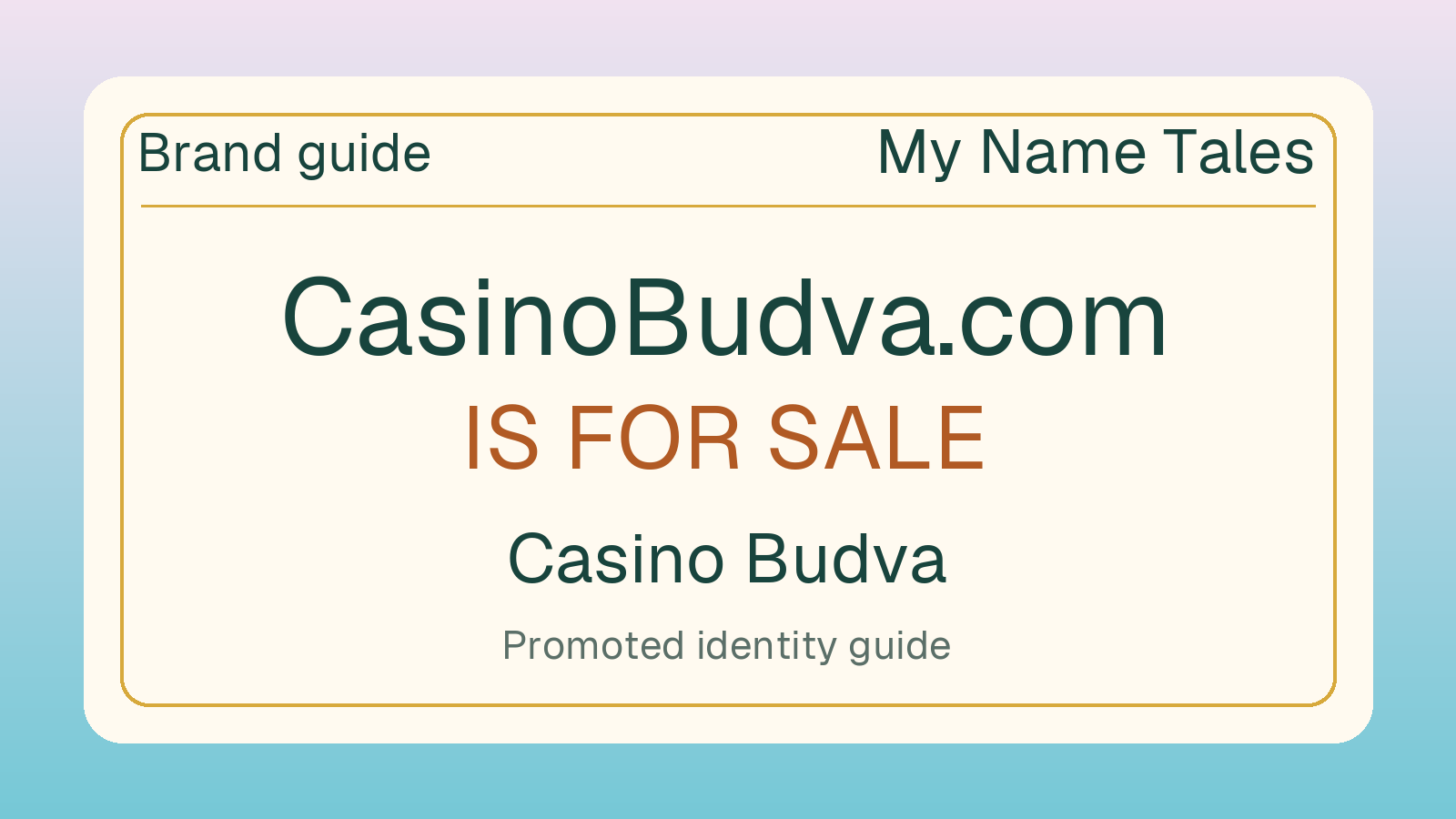 Casino Budva brand guide — CasinoBudva.com is for sale