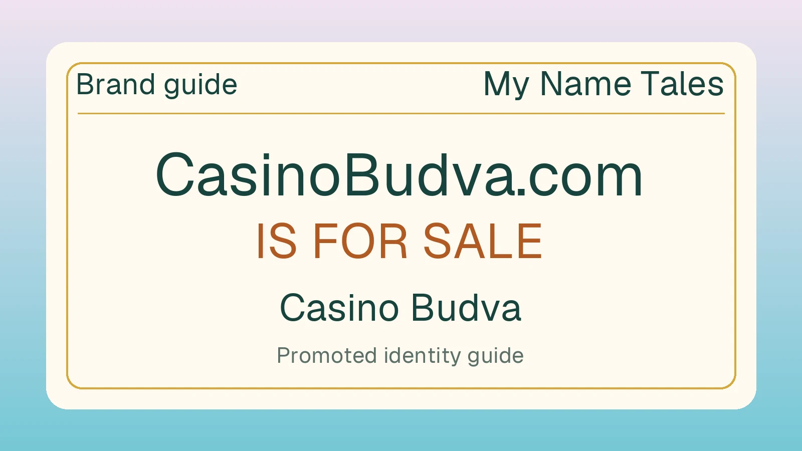 Casino Budva brand guide — CasinoBudva.com is for sale