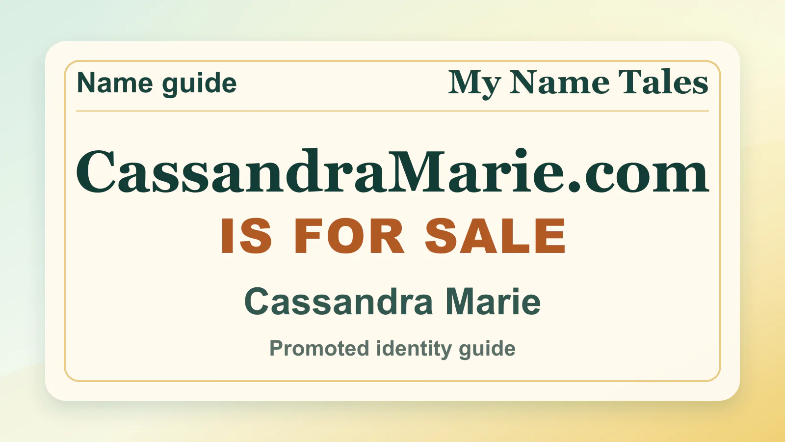 Cassandra Marie personal name guide thumbnail on My Name Tales