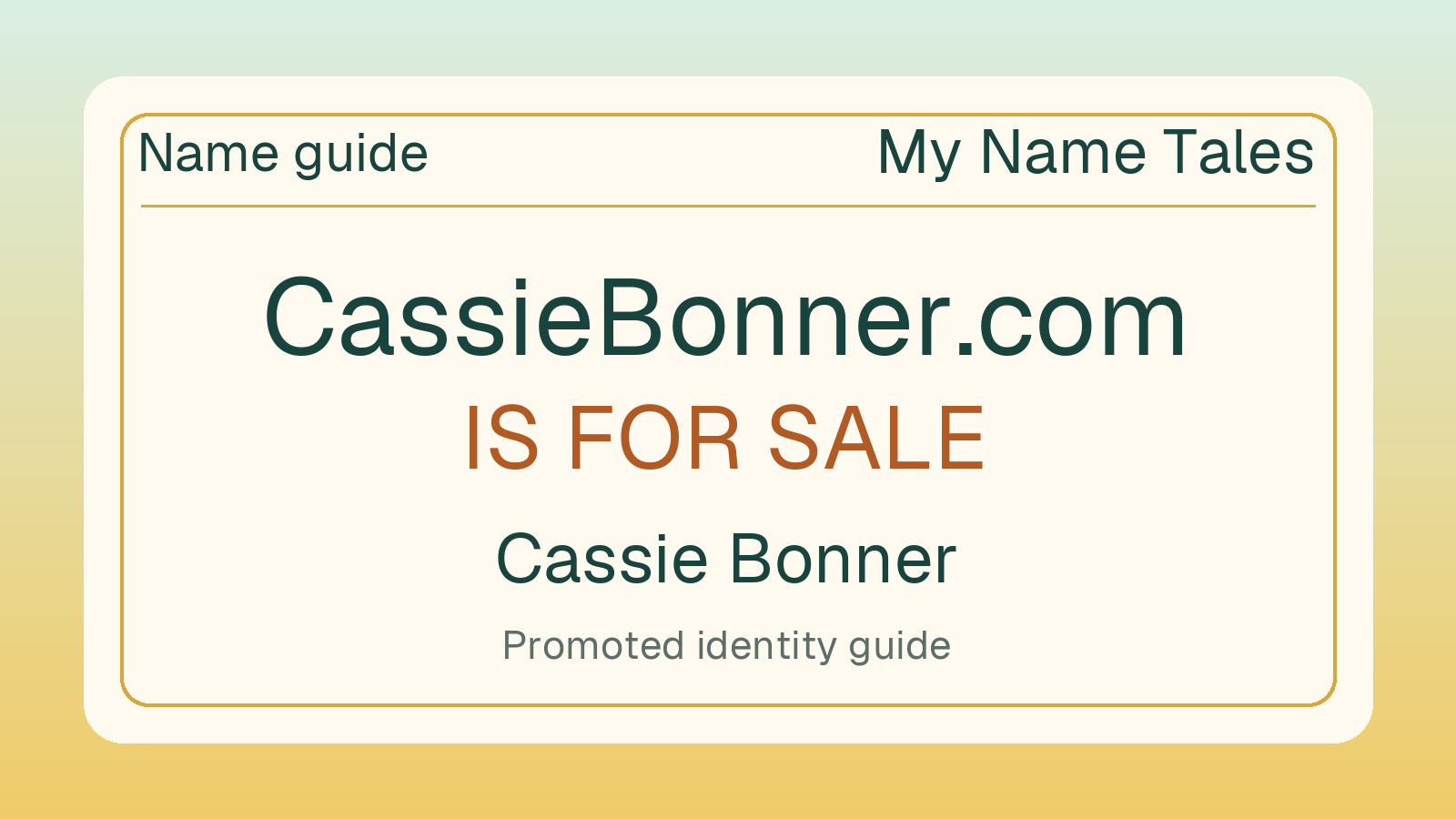 Cassie Bonner name guide — CassieBonner.com is for sale
