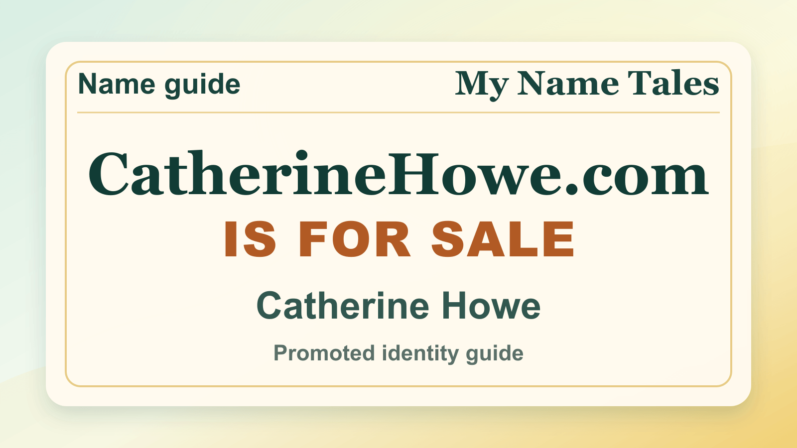 Catherine Howe identity guide image — CatherineHowe.com is for sale