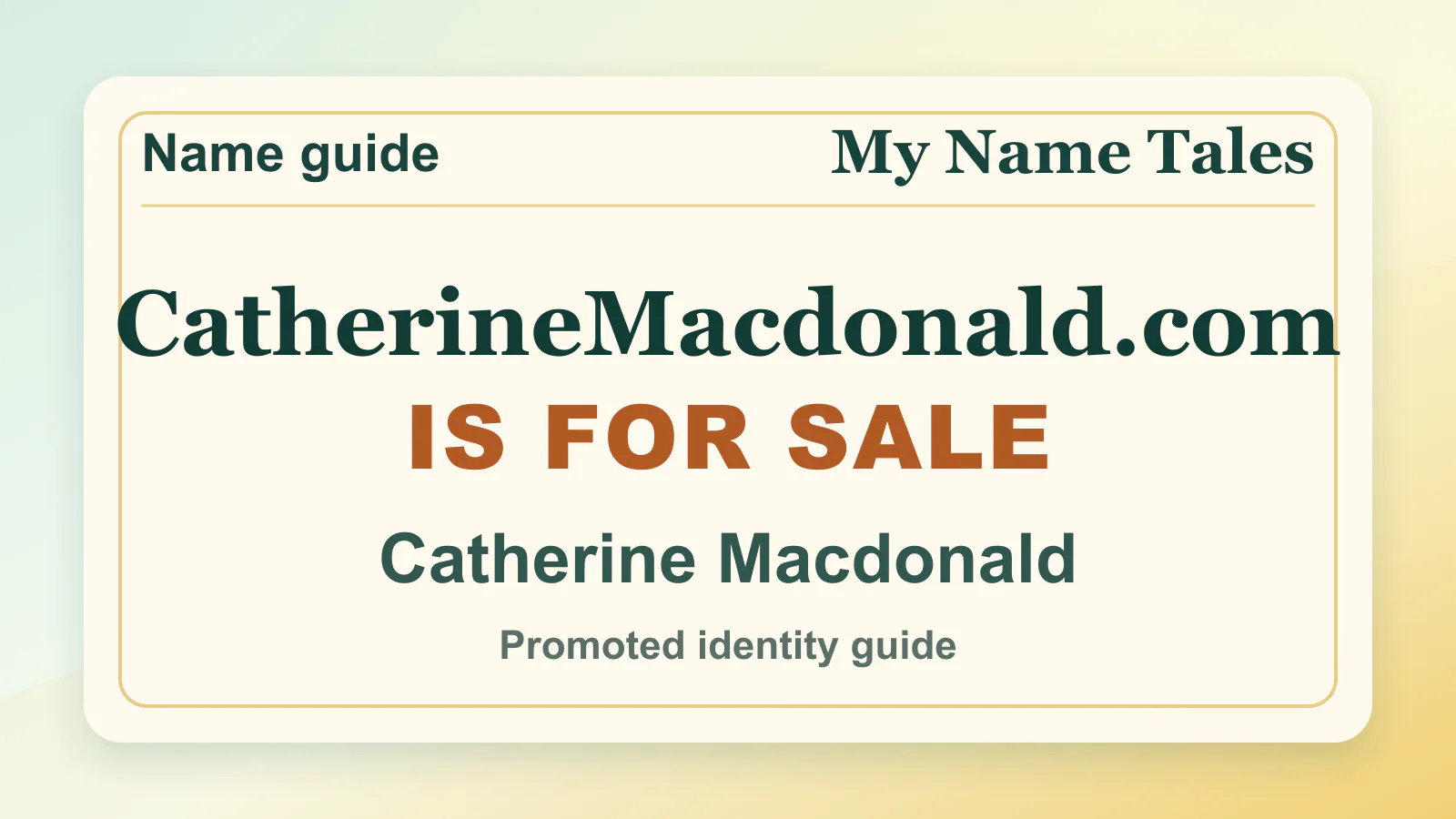 Catherine Macdonald personal name guide thumbnail on My Name Tales