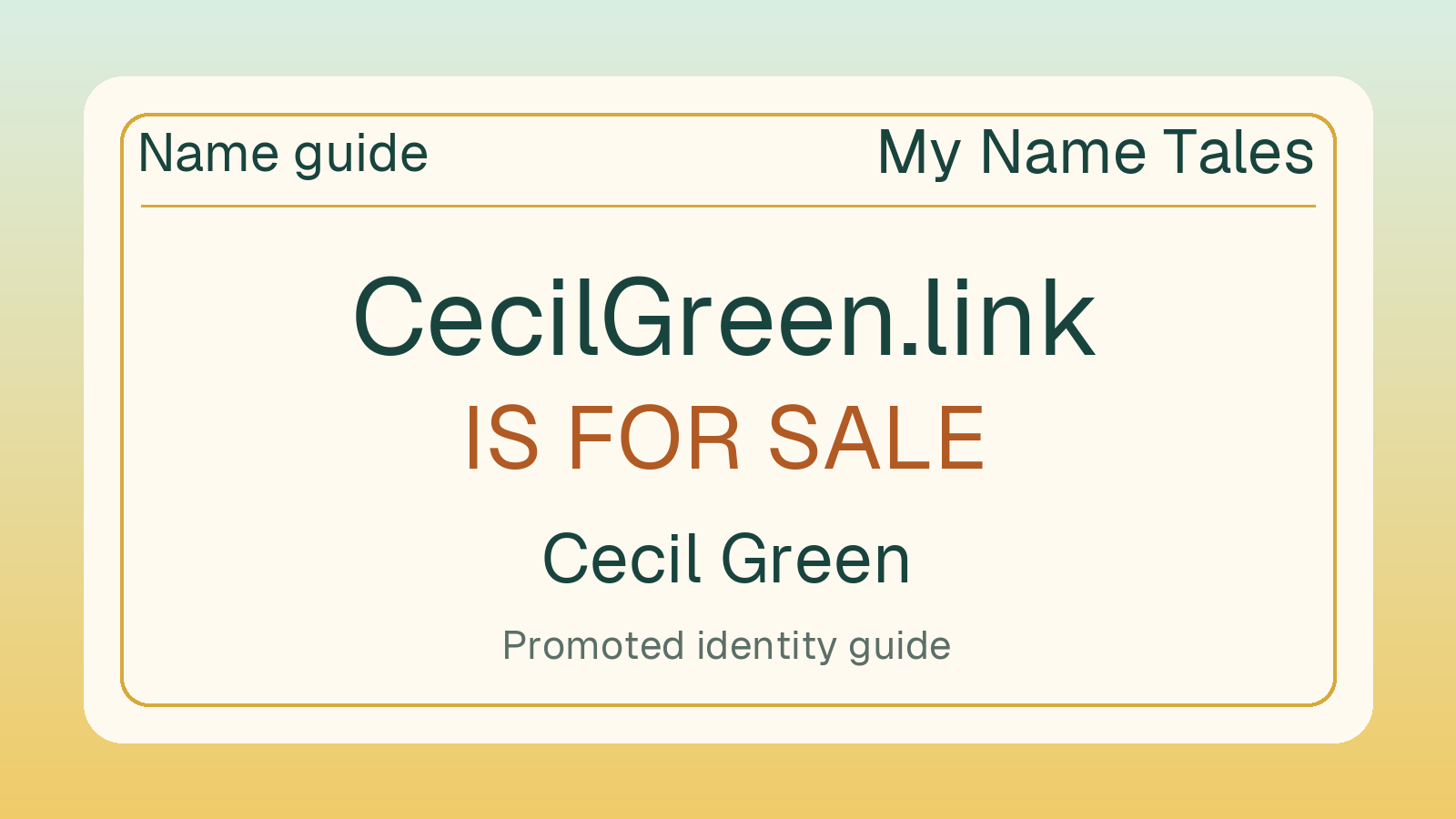 Cecil Green name guide — CecilGreen.link is for sale
