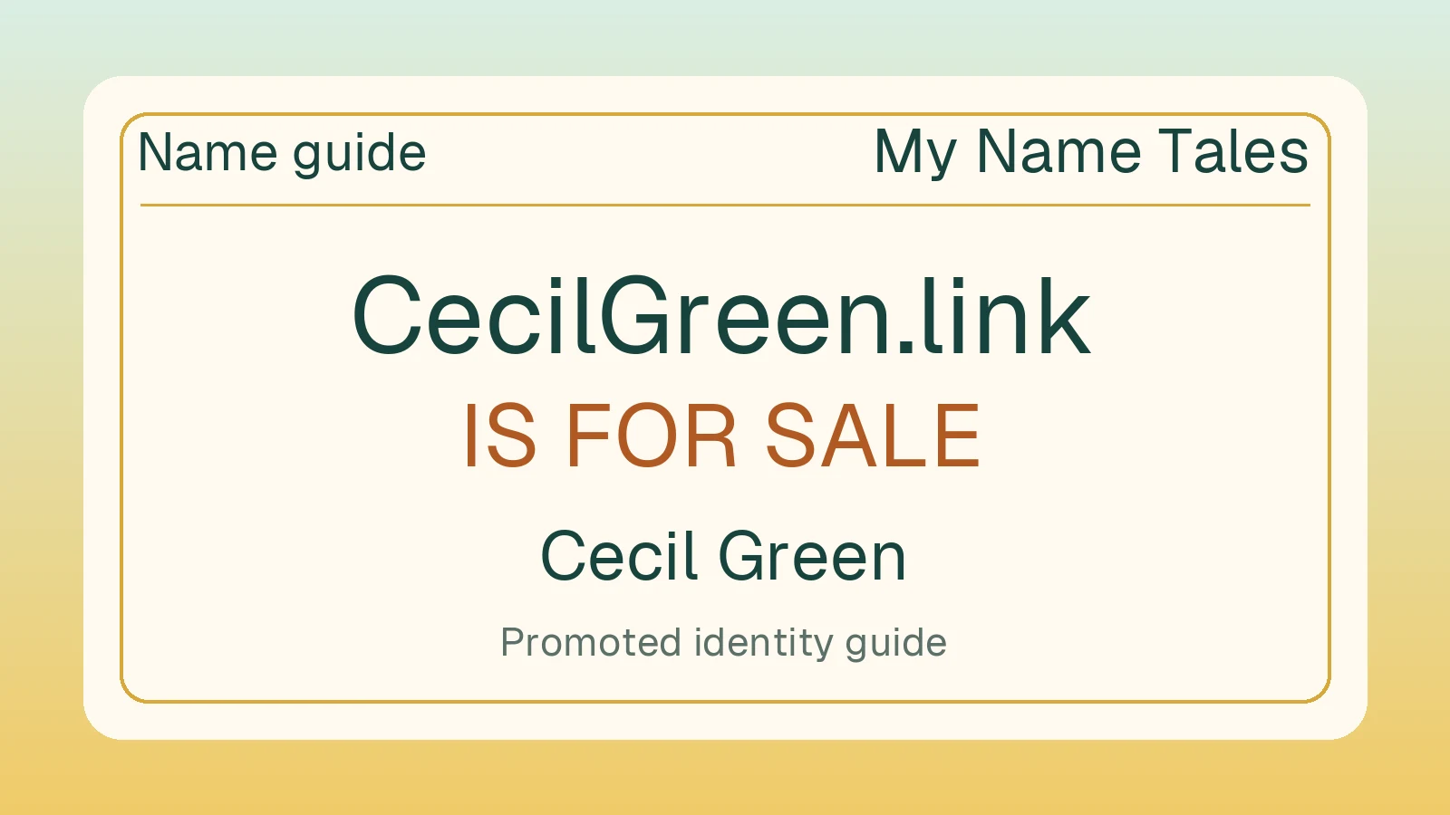 Cecil Green name guide — CecilGreen.link is for sale