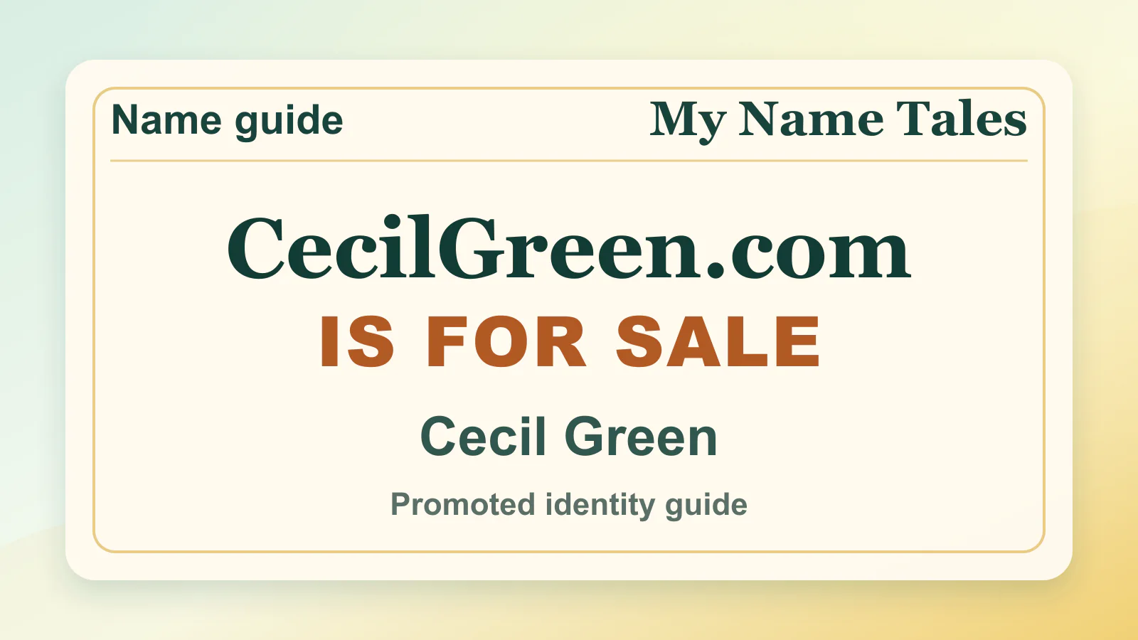 Cecil Green personal name guide thumbnail on My Name Tales