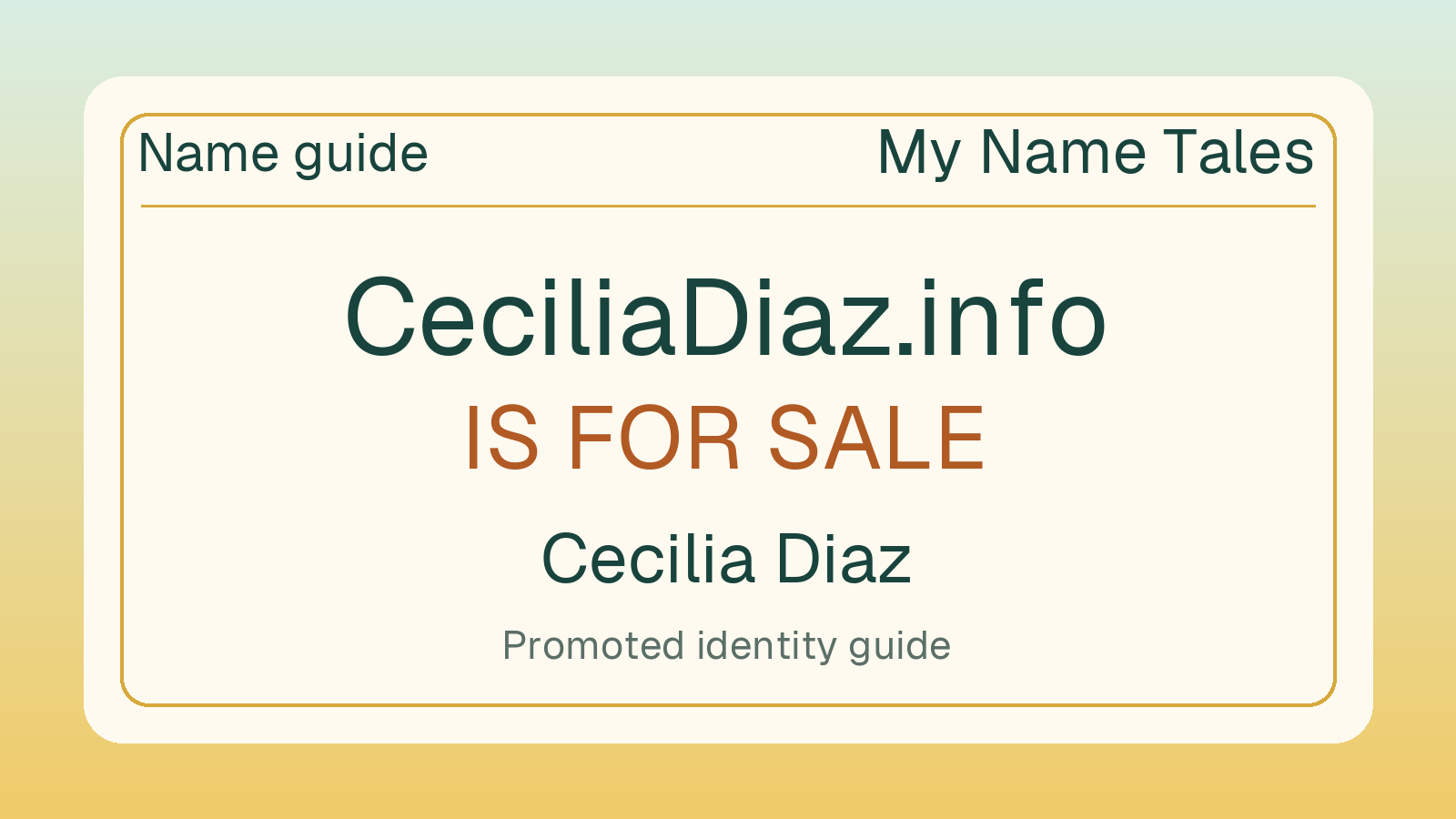 Cecilia Diaz name guide — CeciliaDiaz.info is for sale