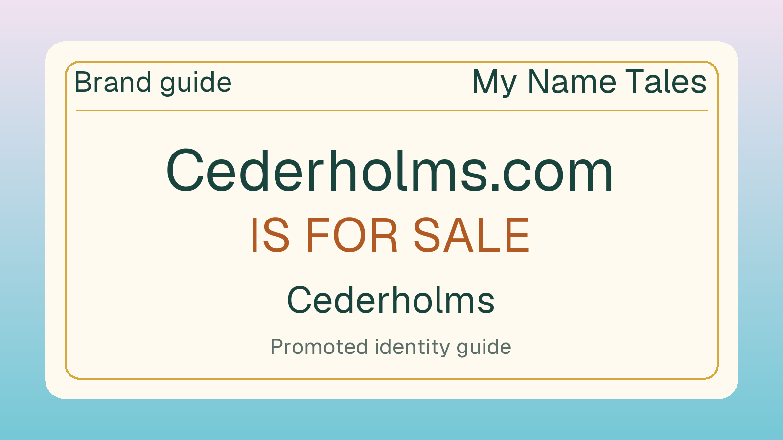 Cederholms brand guide — Cederholms.com is for sale