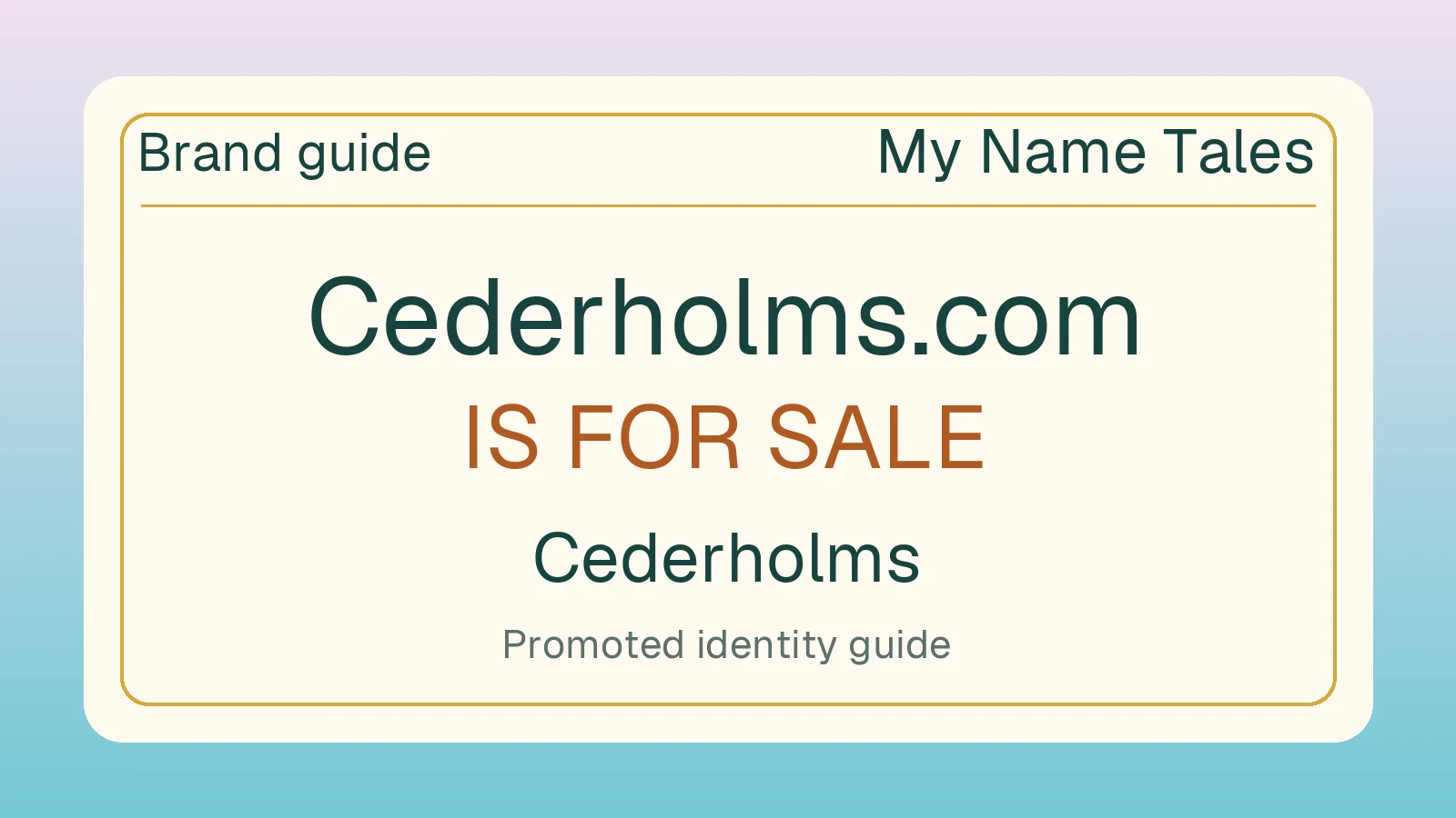 Cederholms brand guide — Cederholms.com is for sale