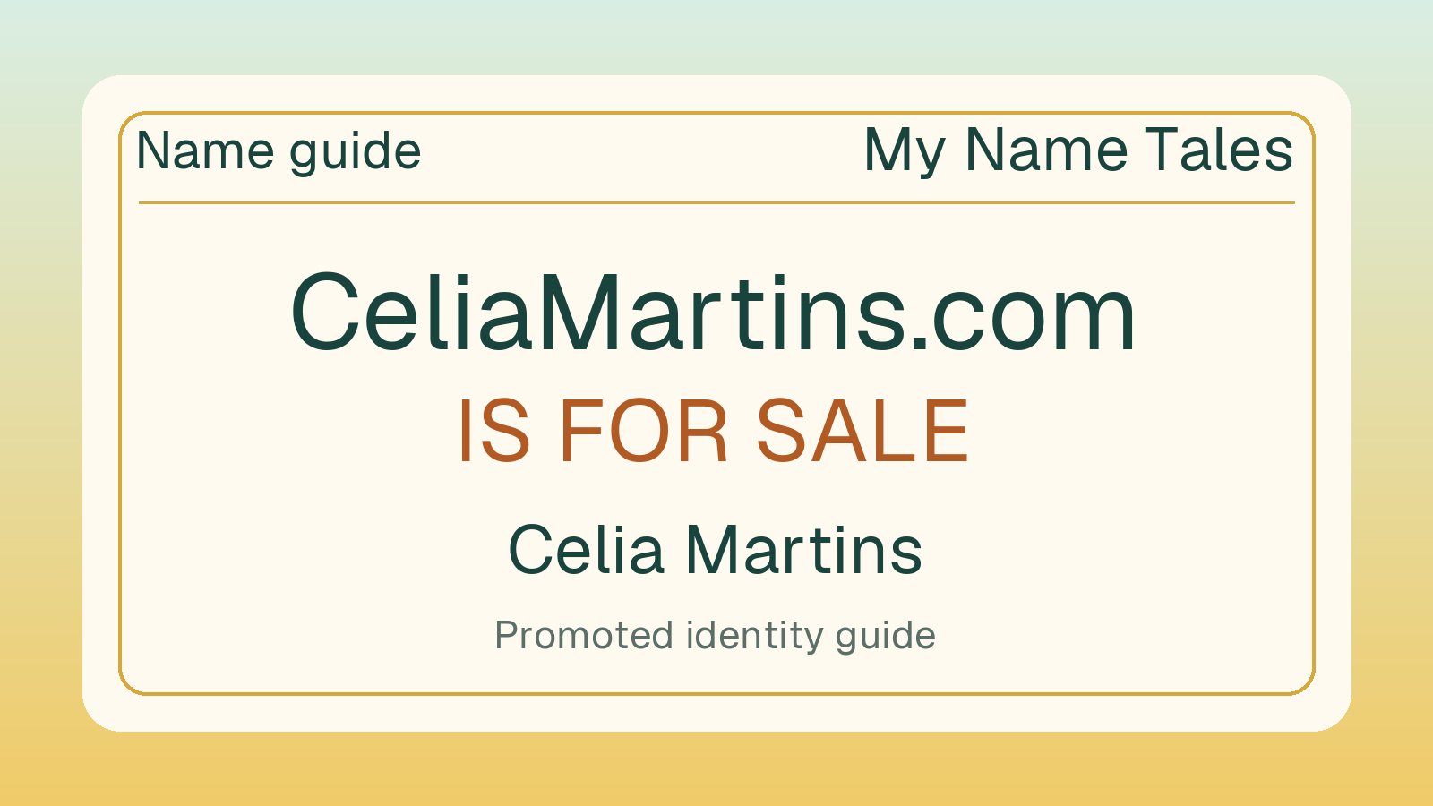 Celia Martins name guide — CeliaMartins.com is for sale
