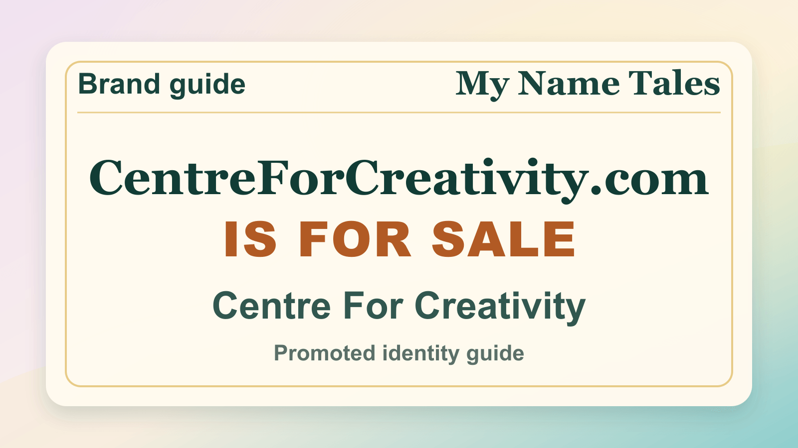 Centre For Creativity identity guide image — CentreForCreativity.com is for sale