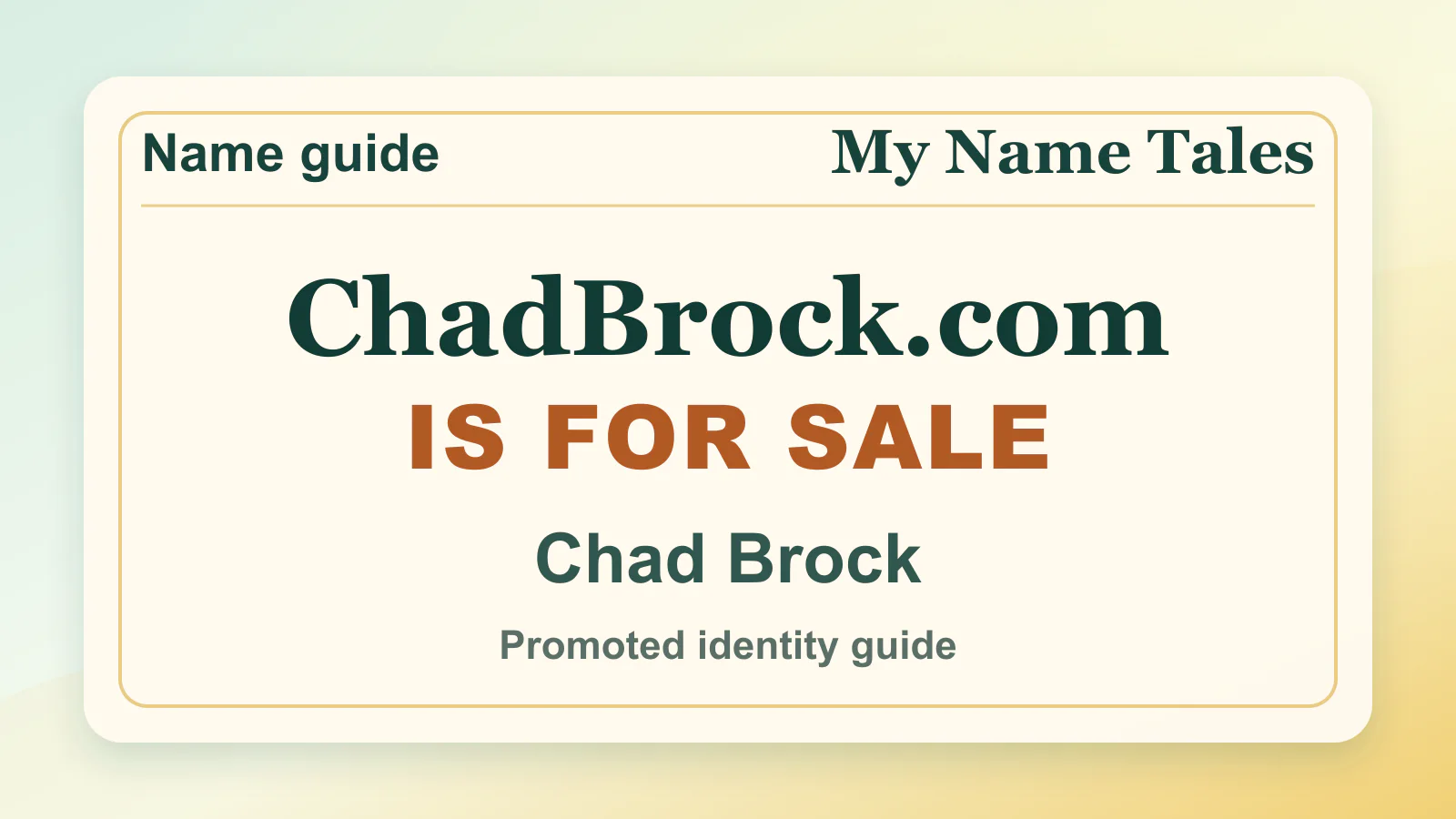 Chad Brock personal name guide thumbnail on My Name Tales