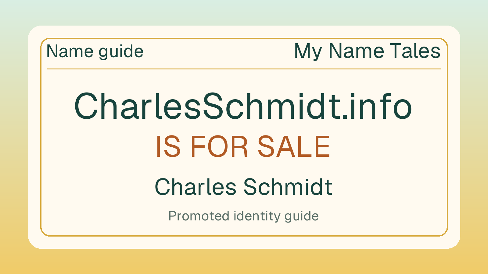 Charles Schmidt name guide — CharlesSchmidt.info is for sale