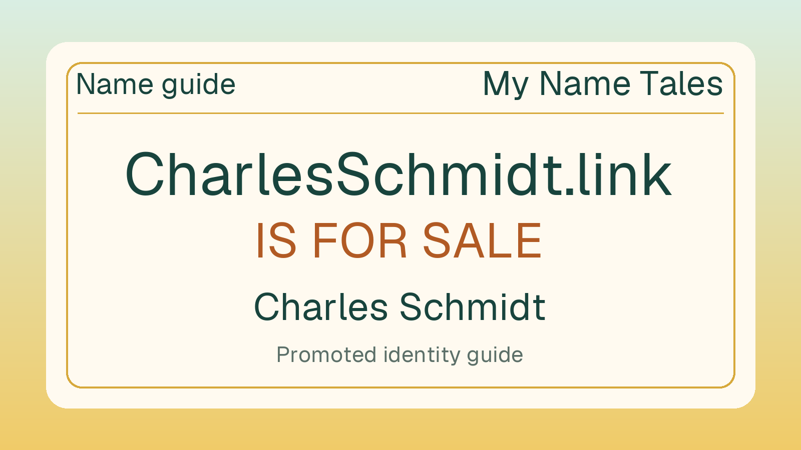 Charles Schmidt name guide — CharlesSchmidt.link is for sale
