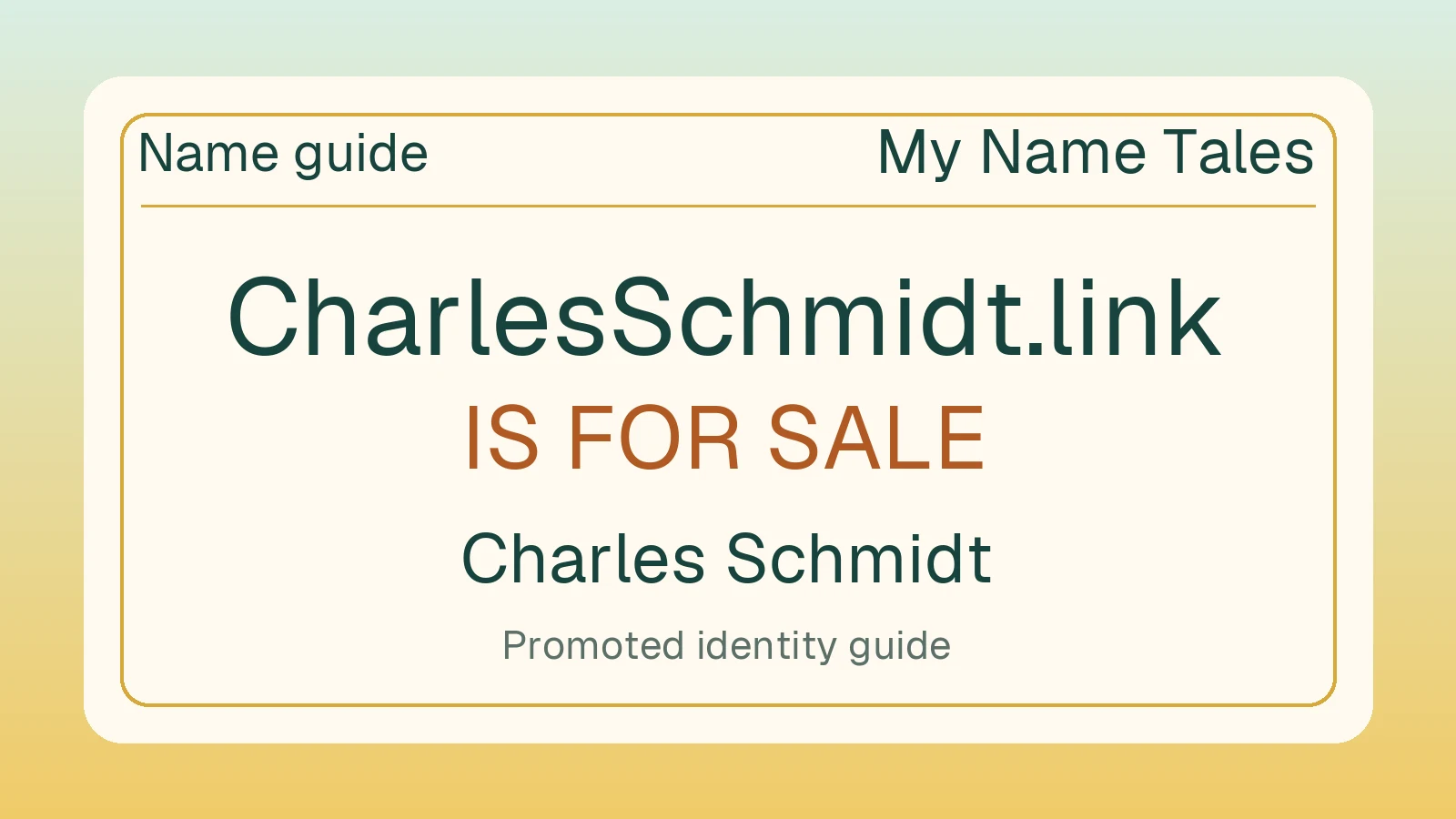 Charles Schmidt name guide — CharlesSchmidt.link is for sale
