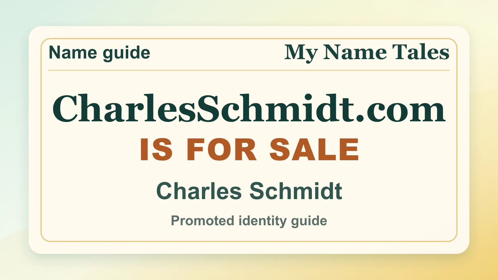 Charles Schmidt personal name guide thumbnail on My Name Tales