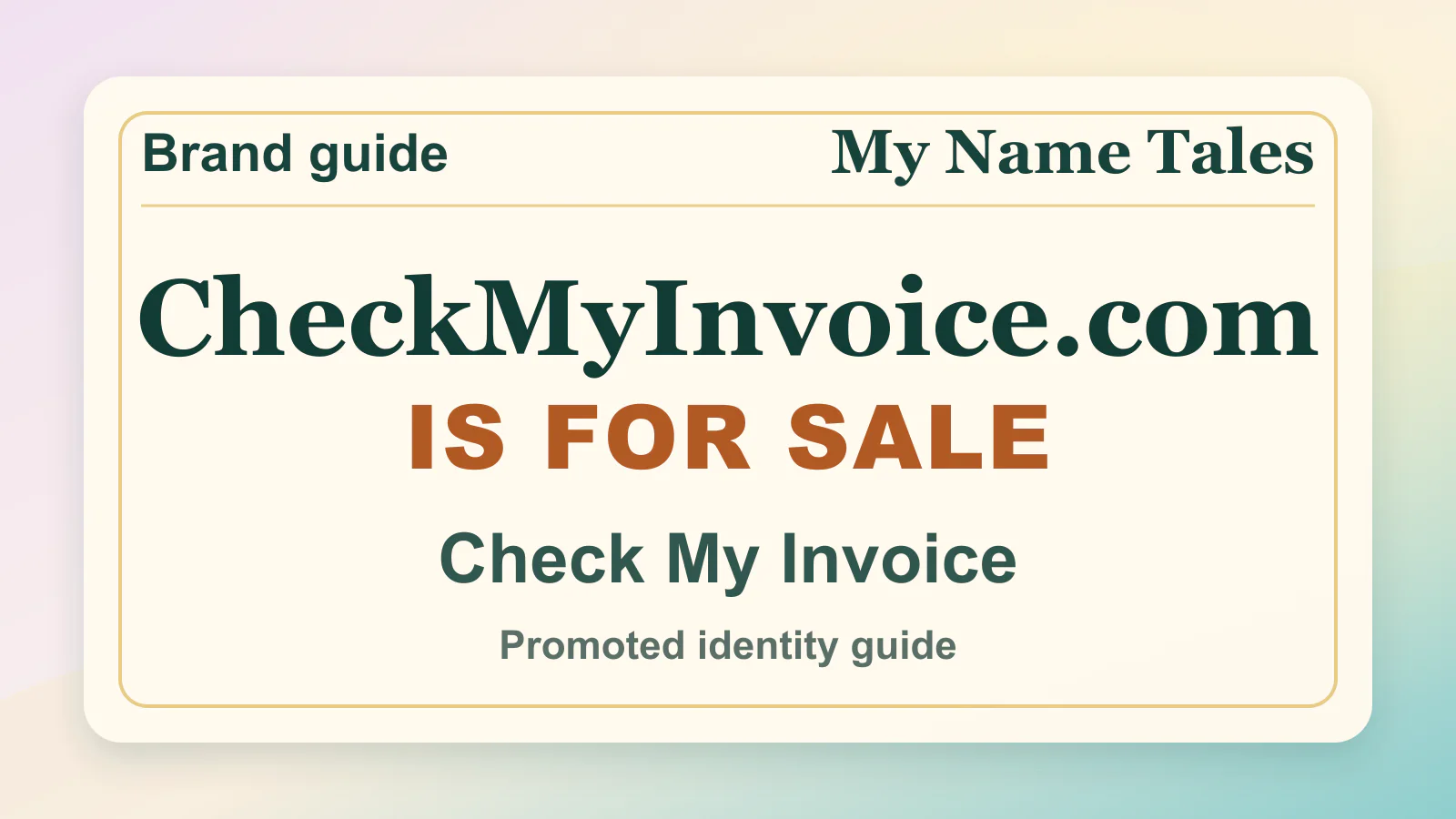 Check My Invoice brandable domain guide thumbnail on My Name Tales