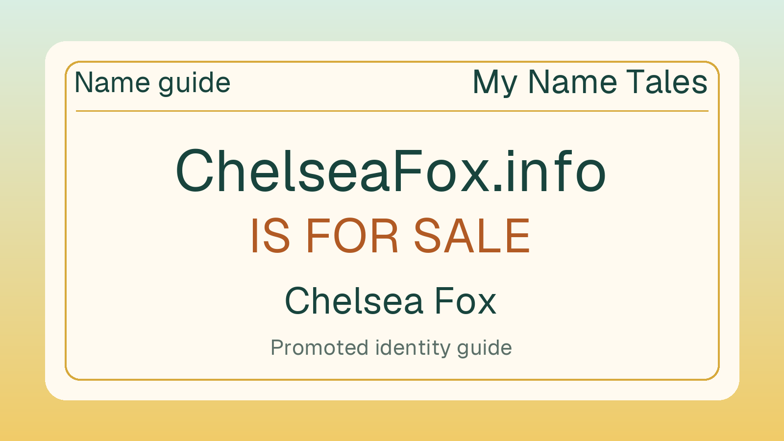 Chelsea Fox name guide — ChelseaFox.info is for sale