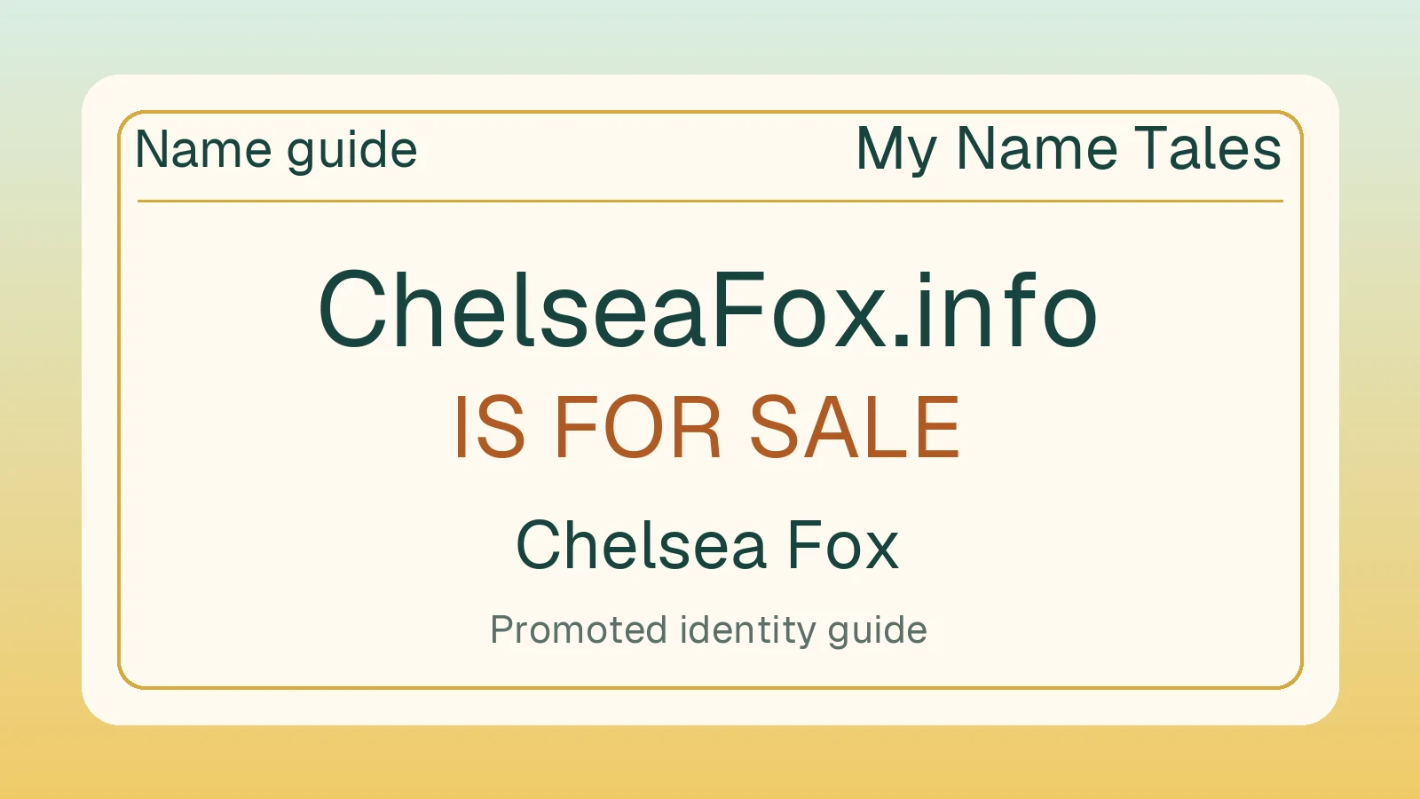 Chelsea Fox name guide — ChelseaFox.info is for sale