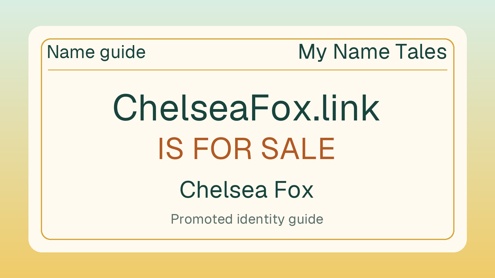 Chelsea Fox name guide — ChelseaFox.link is for sale