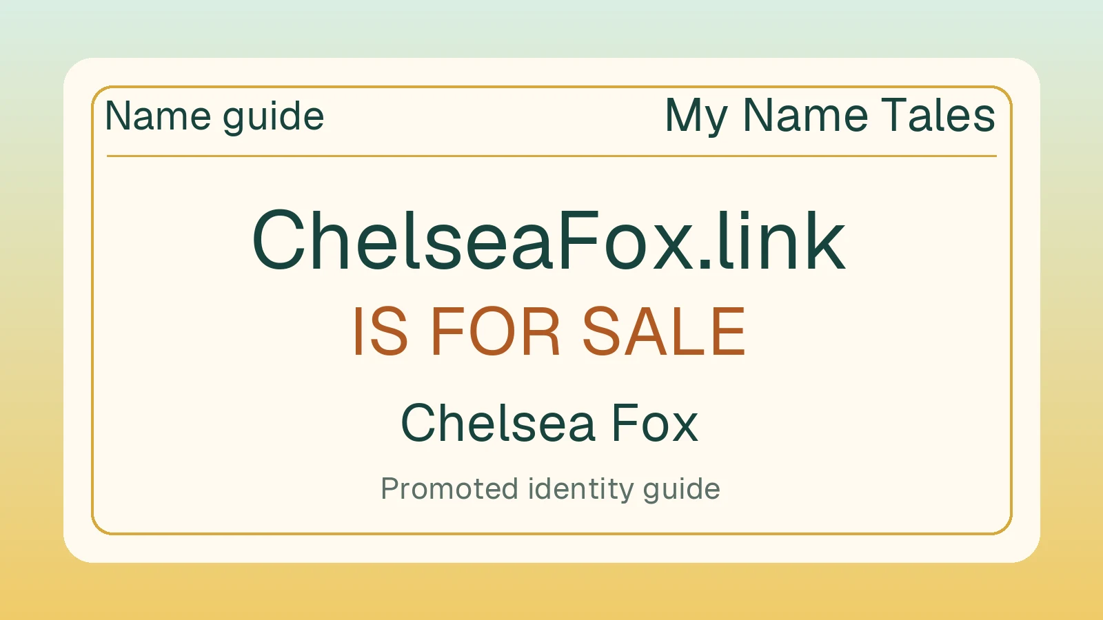 Chelsea Fox name guide — ChelseaFox.link is for sale