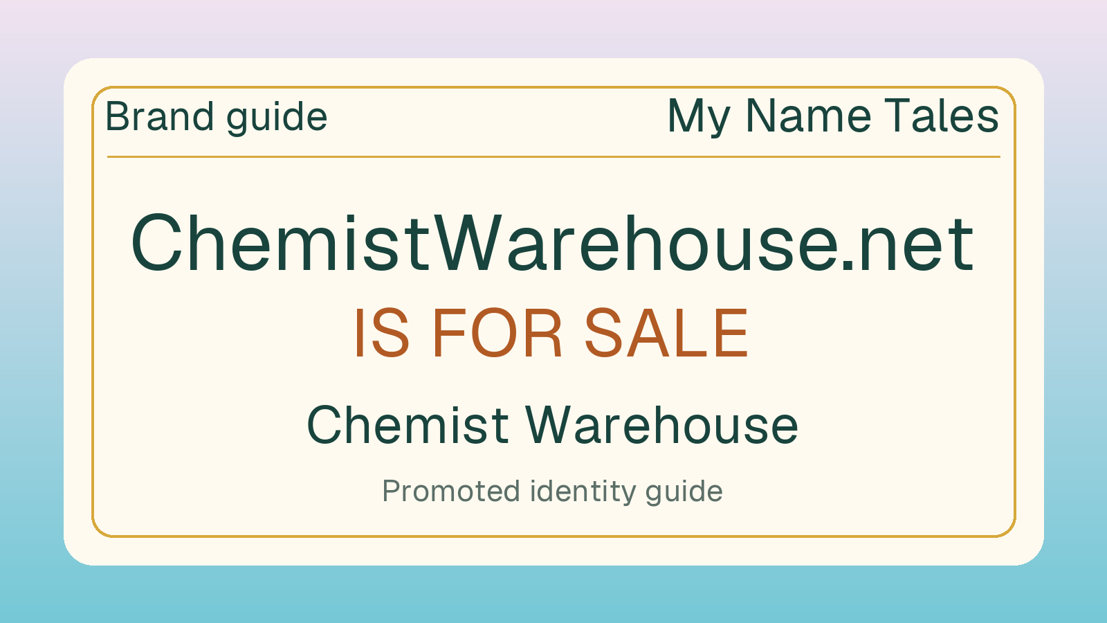 Chemist Warehouse brand guide — ChemistWarehouse.net is for sale