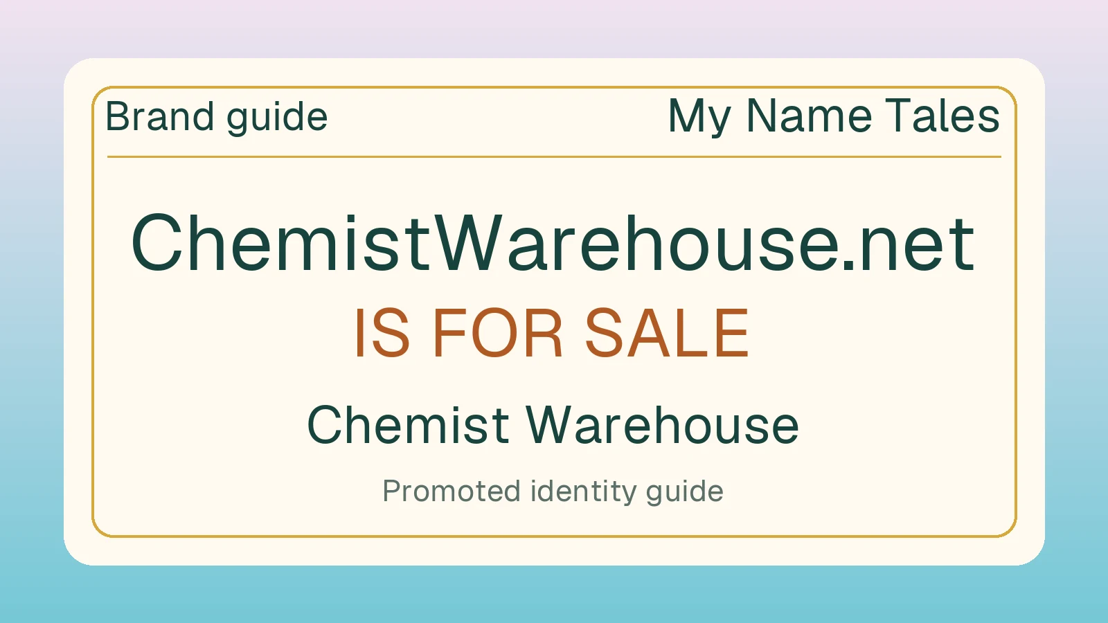 Chemist Warehouse brand guide — ChemistWarehouse.net is for sale