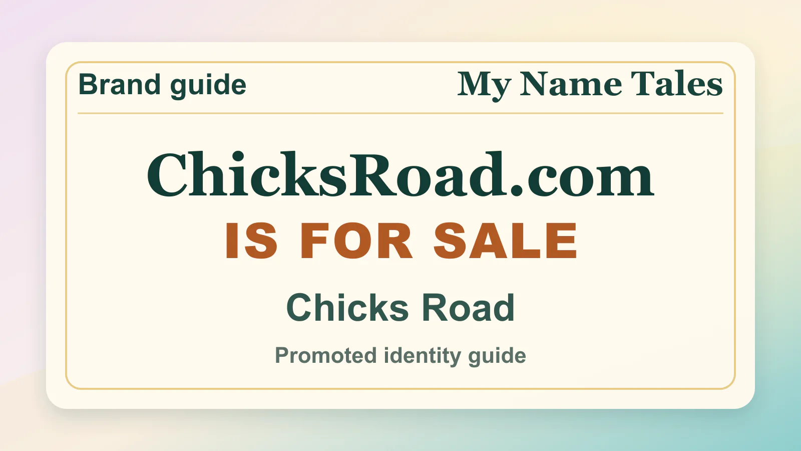 Chicks Road brandable domain guide thumbnail on My Name Tales