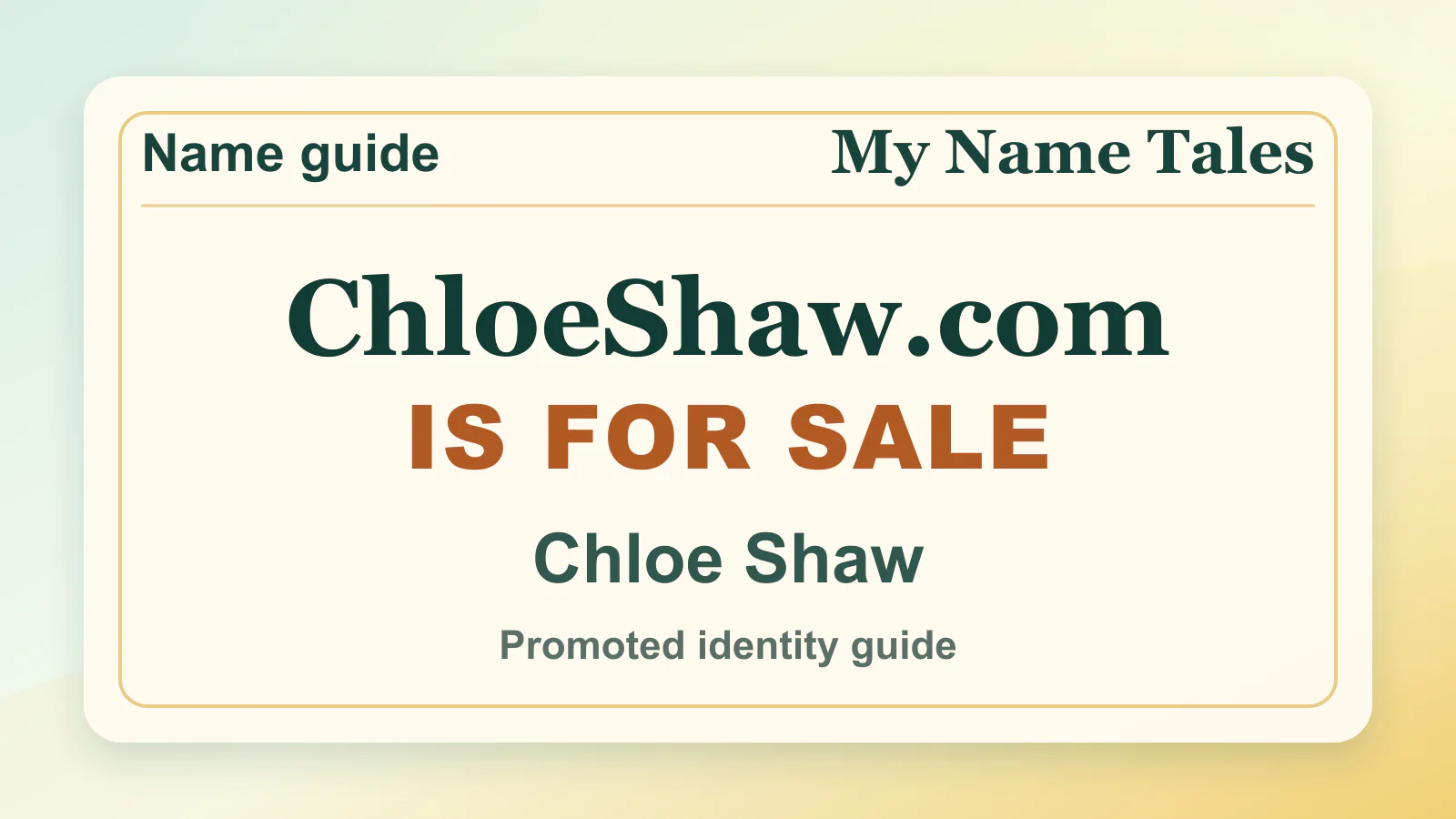 Chloe Shaw personal name guide thumbnail on My Name Tales