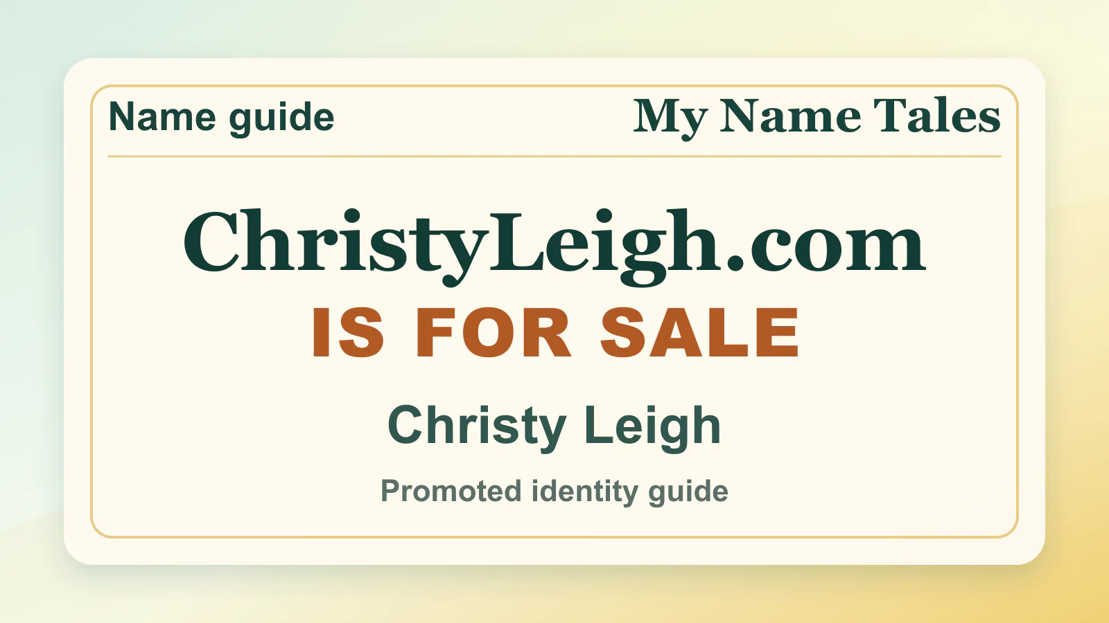 Christy Leigh personal name guide thumbnail on My Name Tales