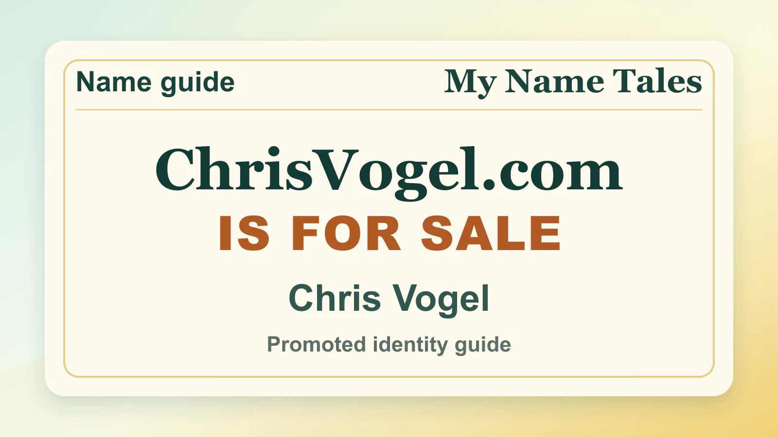 Chris Vogel personal name guide thumbnail on My Name Tales