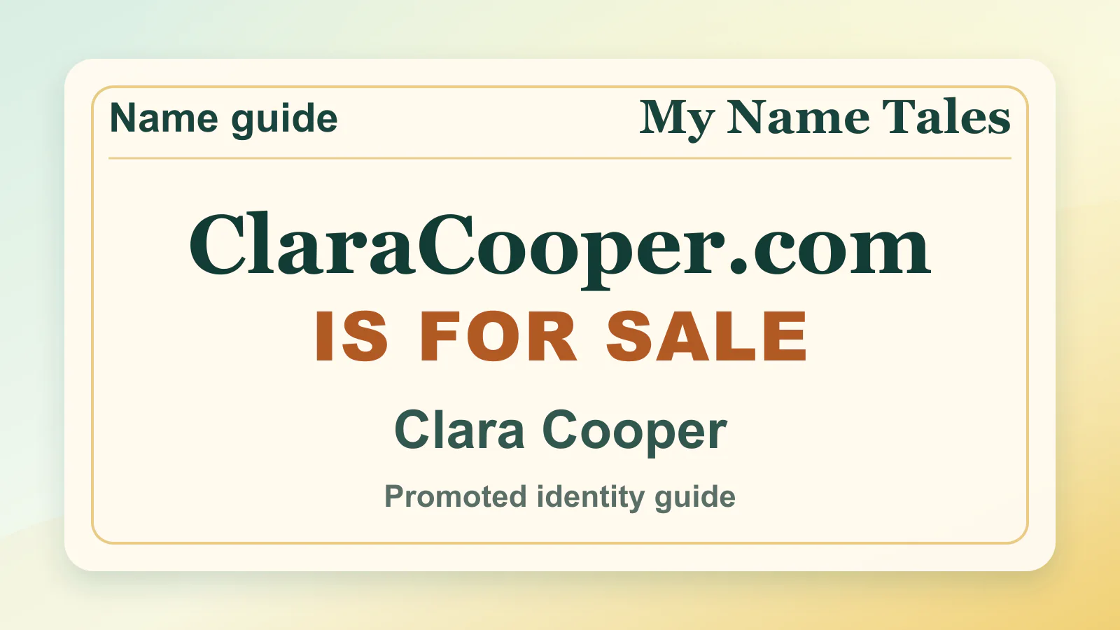 Clara Cooper personal name guide thumbnail on My Name Tales