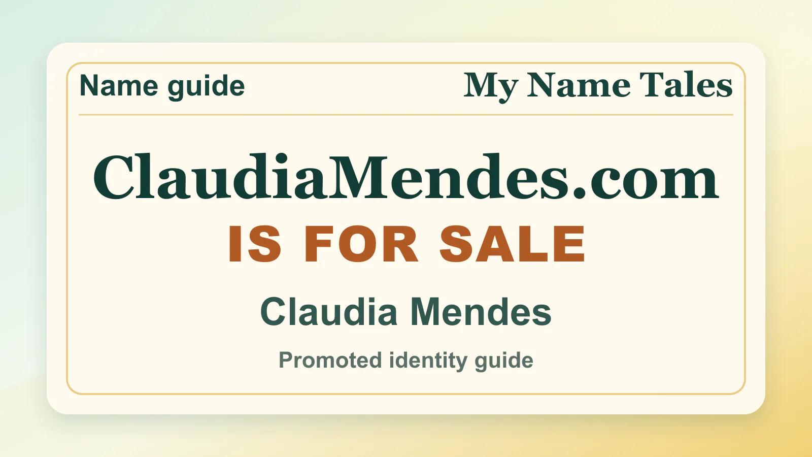 Claudia Mendes personal name guide thumbnail on My Name Tales
