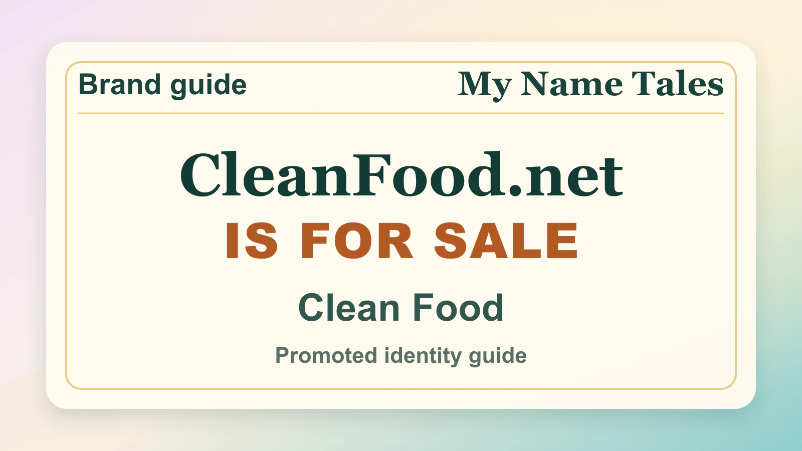 Clean Food brandable domain guide thumbnail on My Name Tales