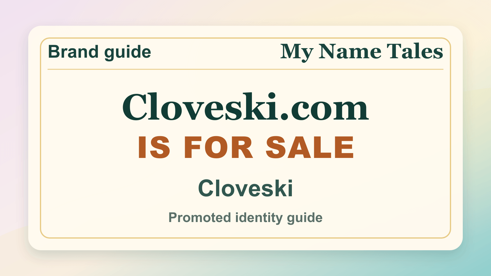 Cloveski identity guide image — Cloveski.com is for sale