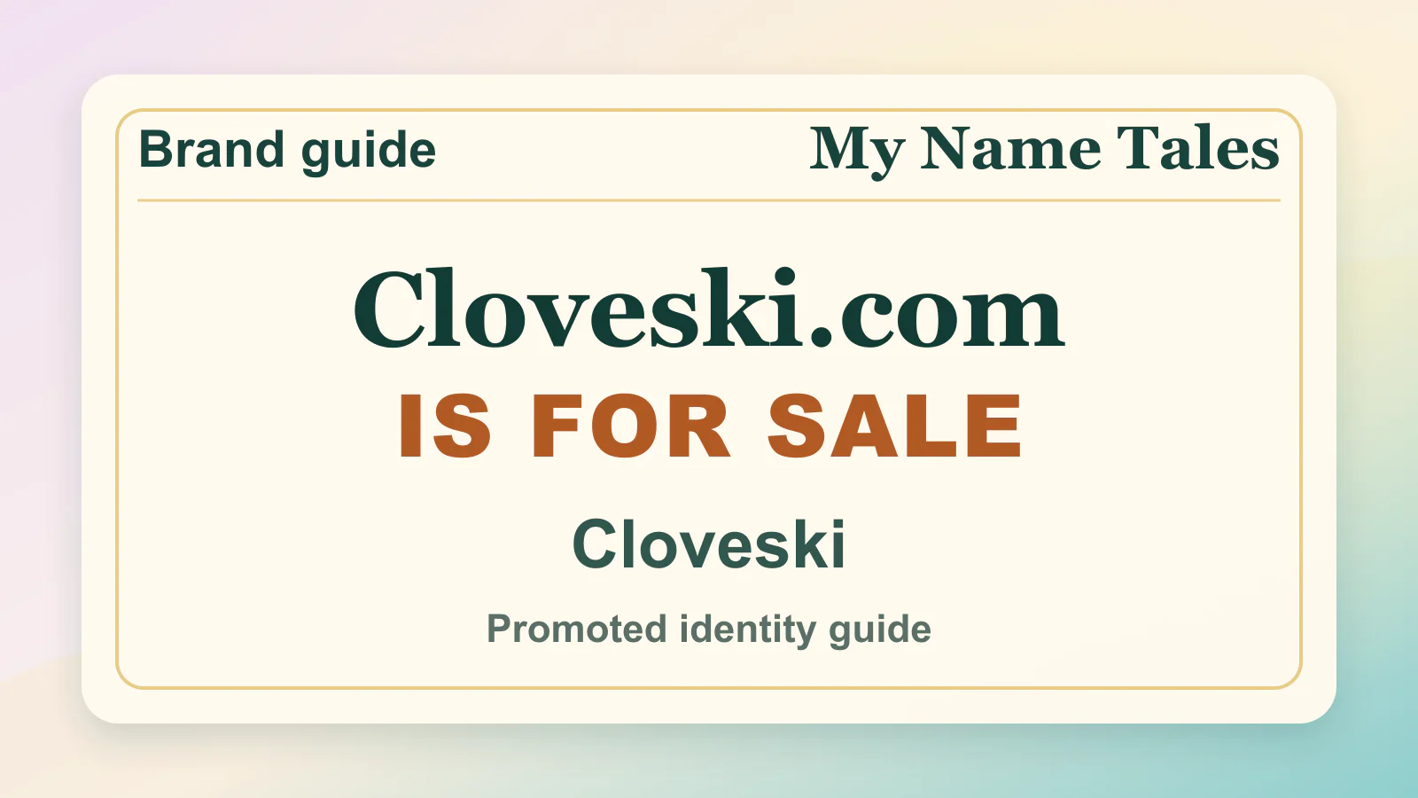 Cloveski brandable domain guide thumbnail on My Name Tales
