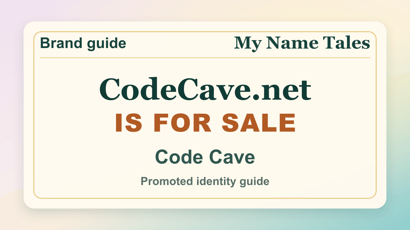 Code Cave identity guide image — CodeCave.net is for sale