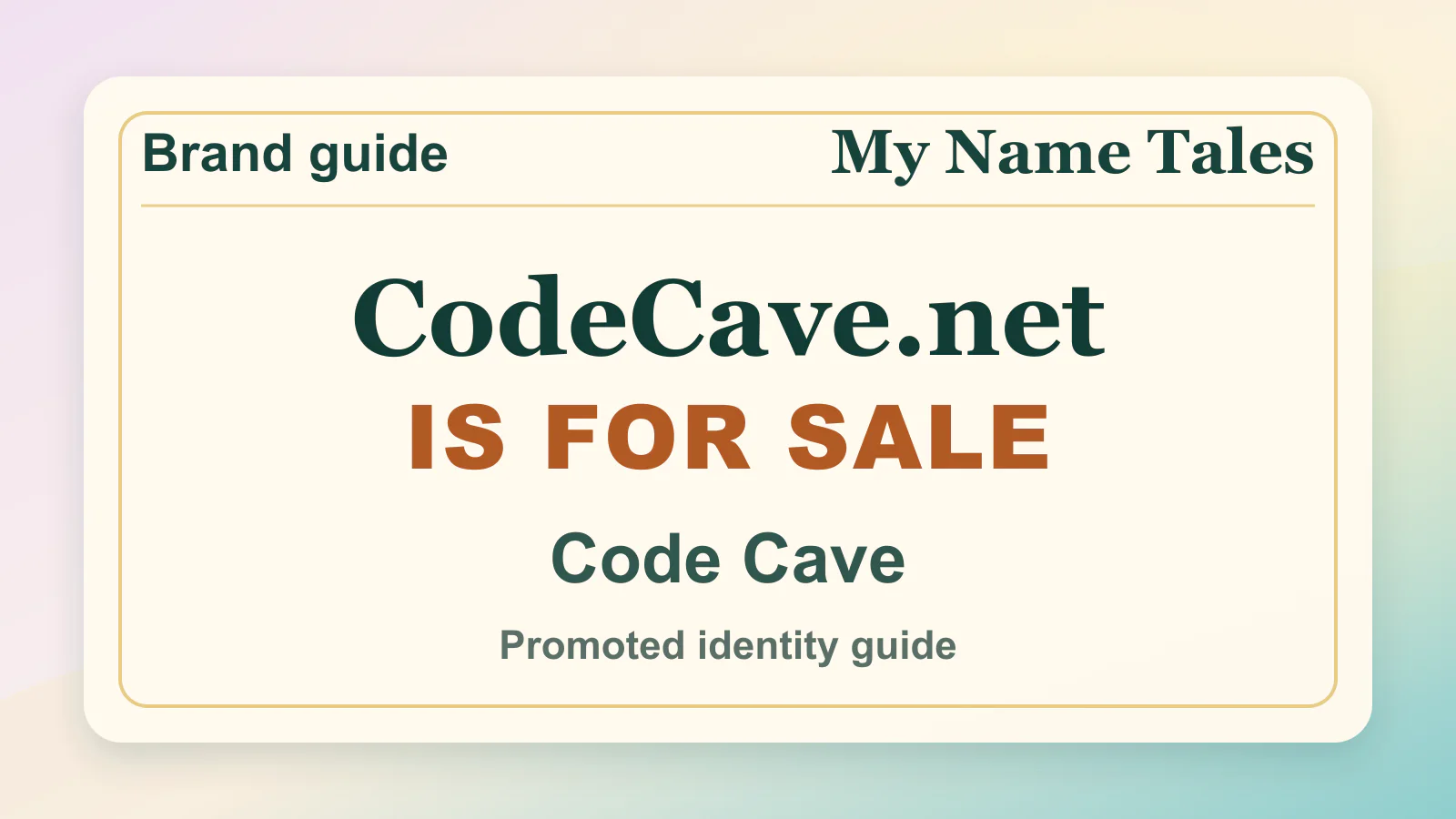 Code Cave brandable domain guide thumbnail on My Name Tales