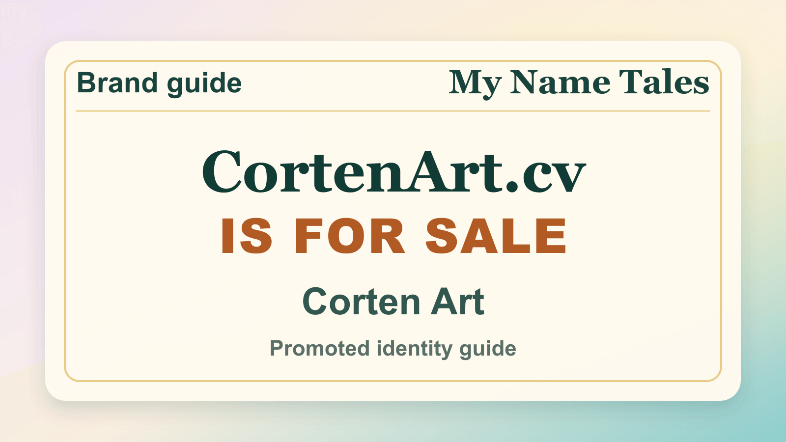 Corten Art identity guide image — CortenArt.cv is for sale