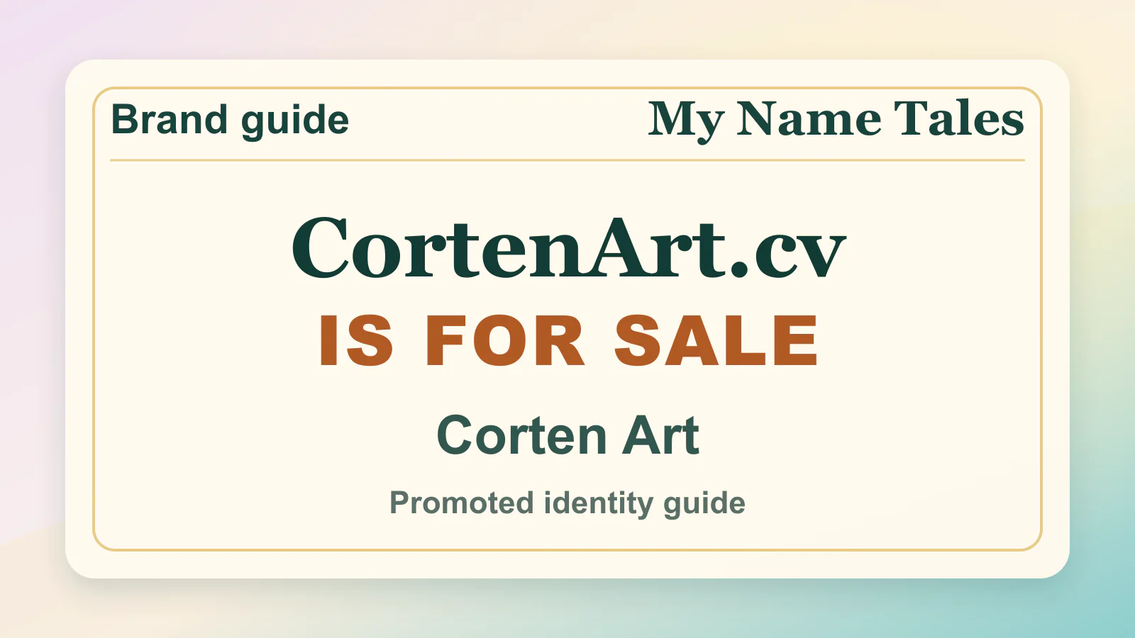 Corten Art brandable domain guide thumbnail on My Name Tales