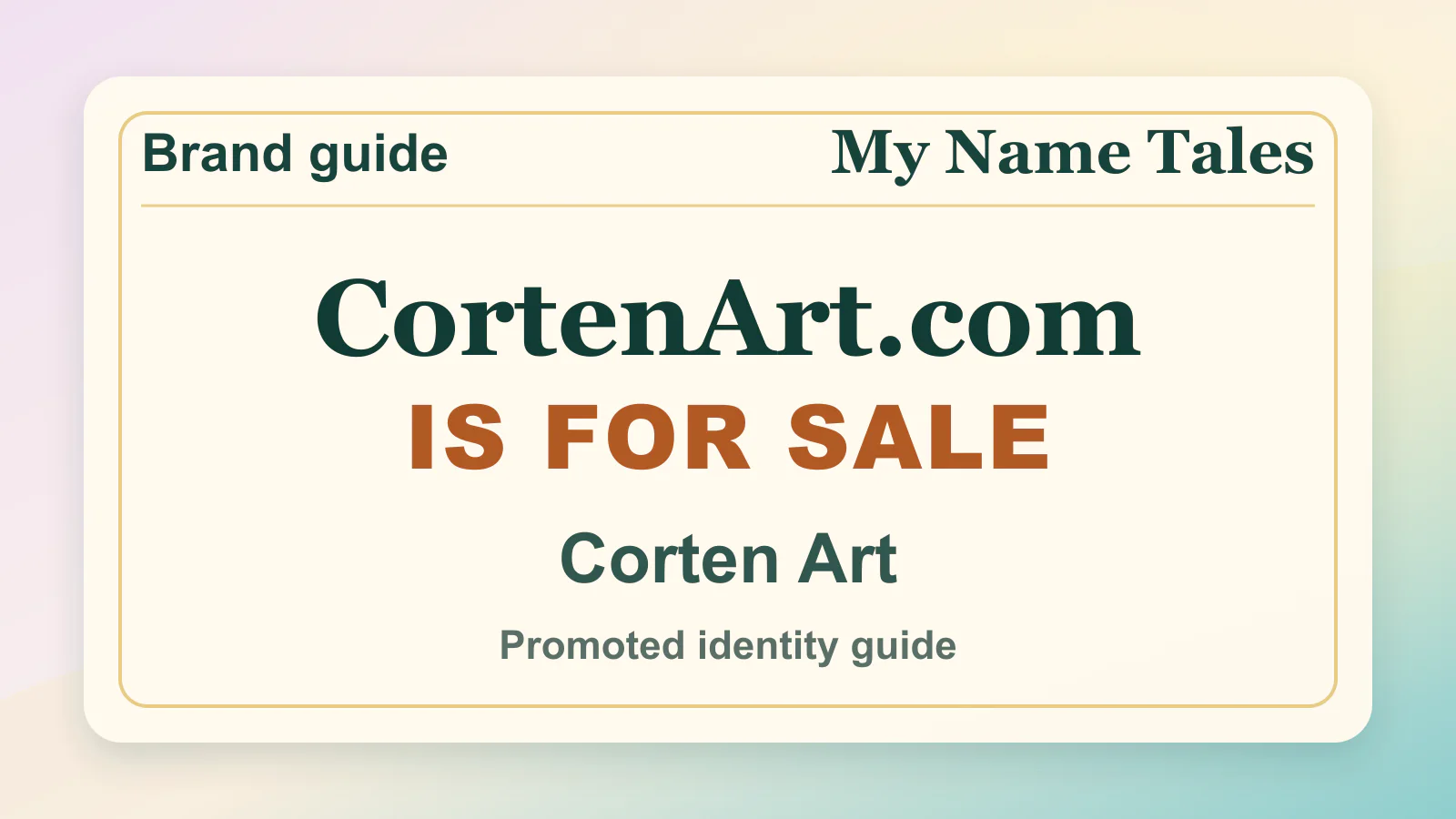 Corten Art brandable domain guide thumbnail on My Name Tales