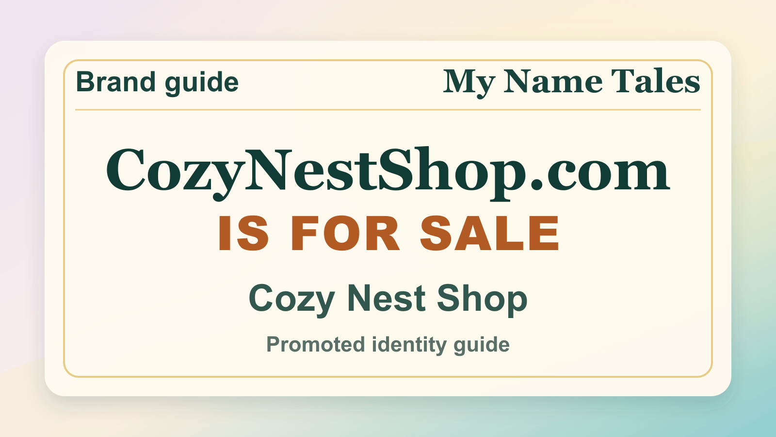 Cozy Nest Shop identity guide image — CozyNestShop.com is for sale