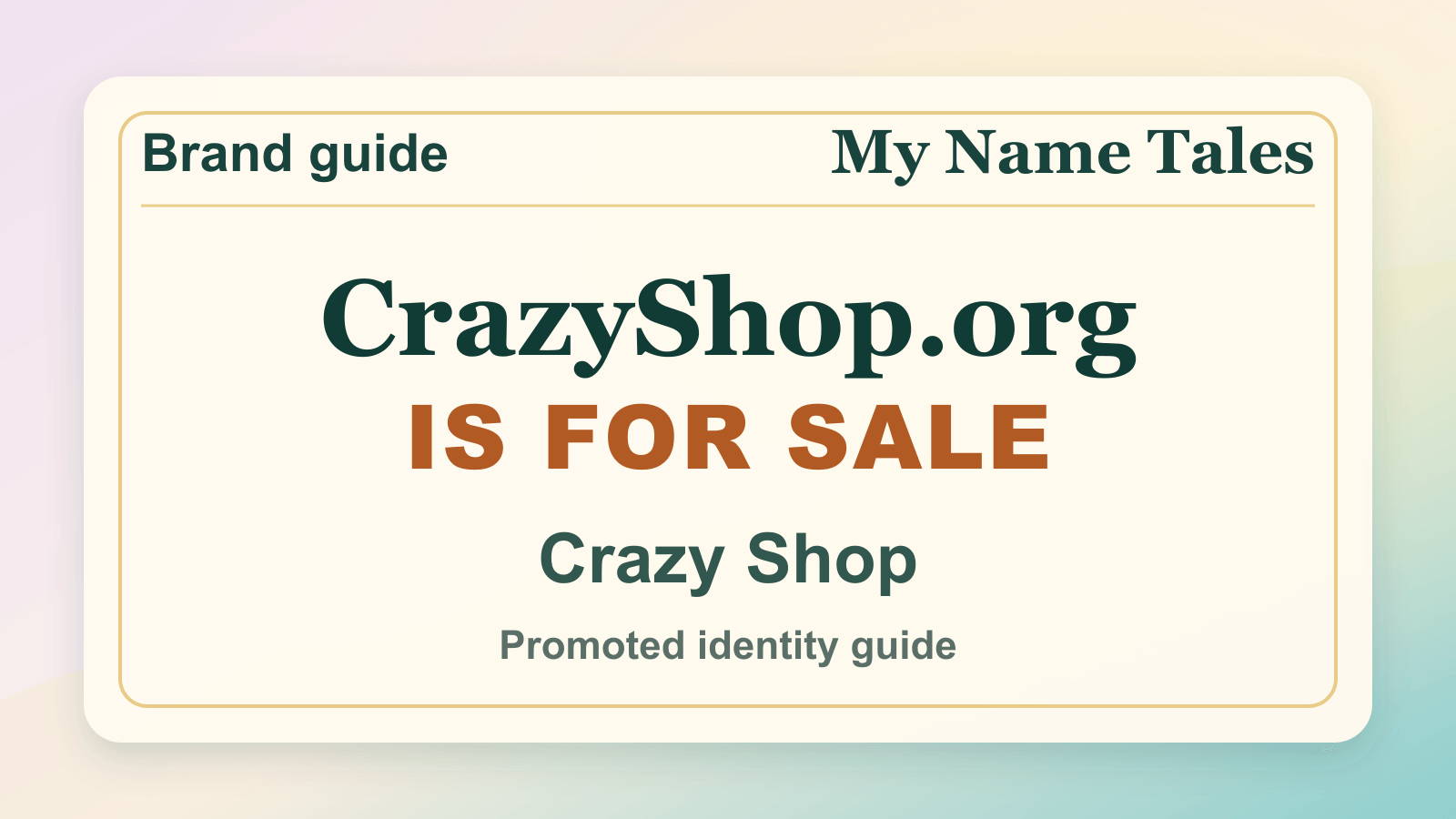 Crazy Shop identity guide image — CrazyShop.org is for sale