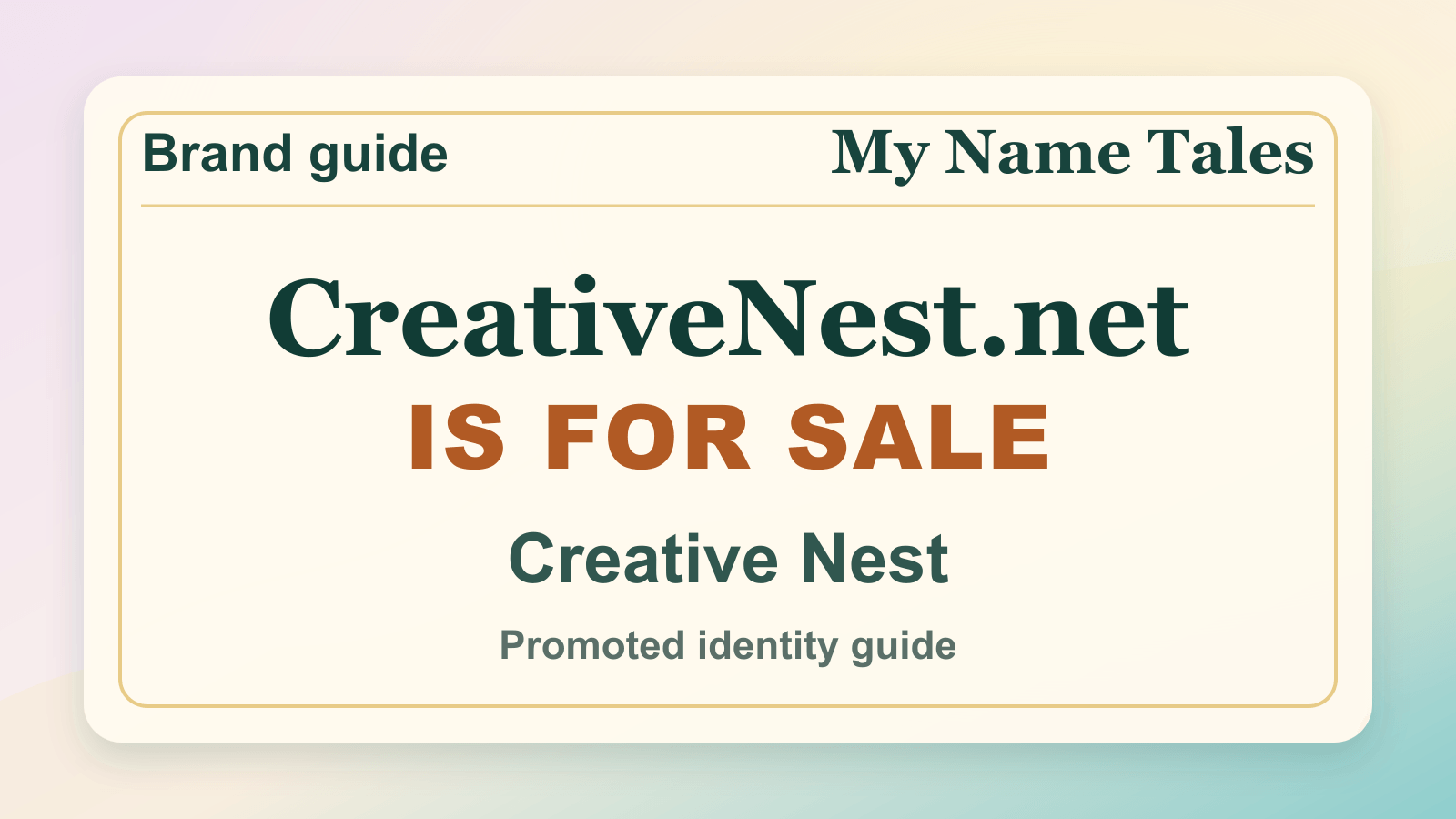 Creative Nest identity guide image — CreativeNest.net is for sale