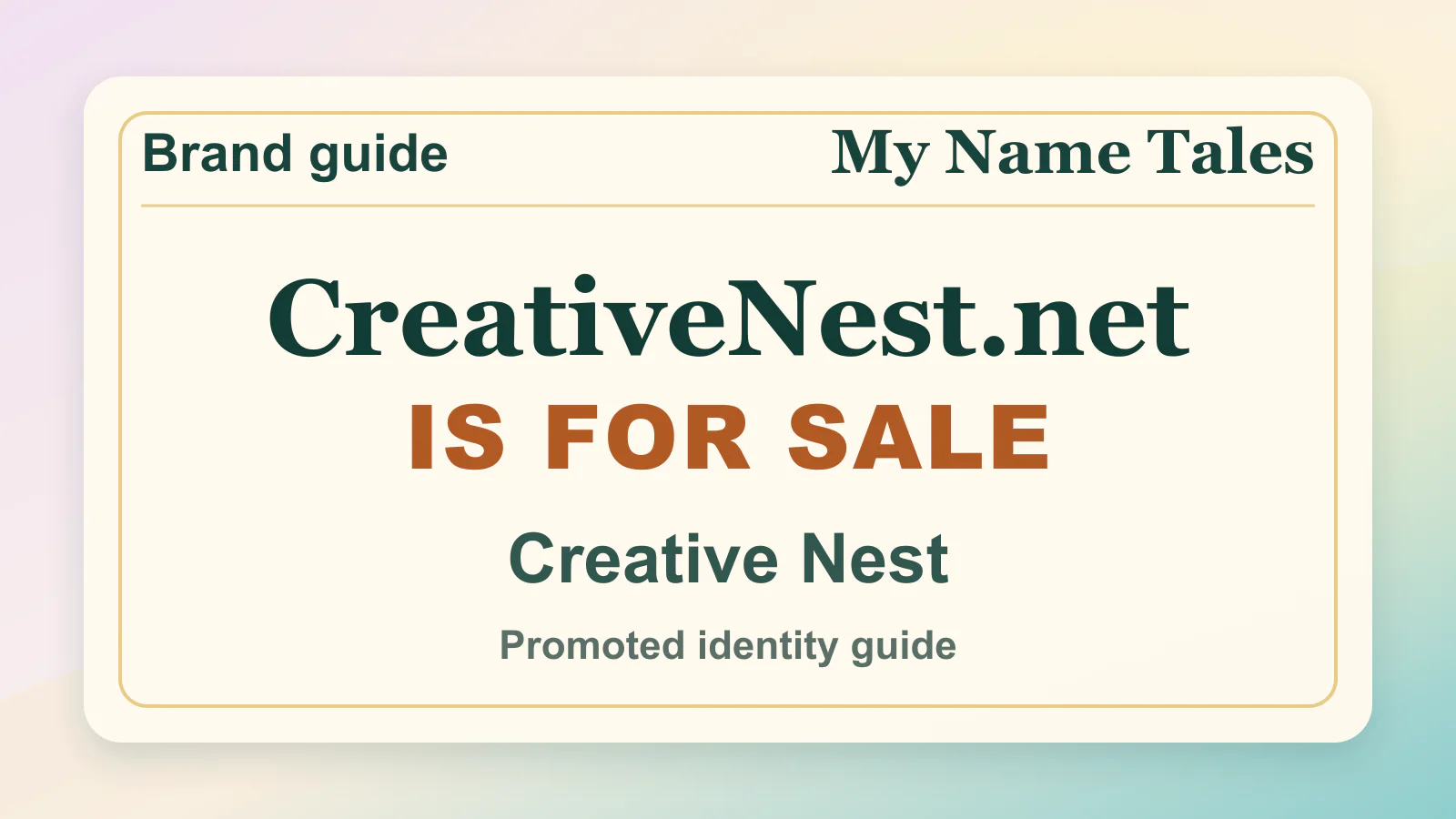 Creative Nest brandable domain guide thumbnail on My Name Tales