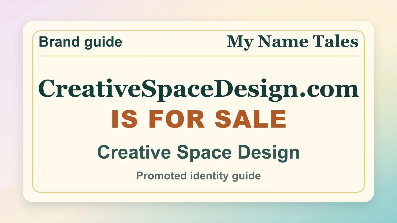 Creative Space Design brandable domain guide thumbnail on My Name Tales