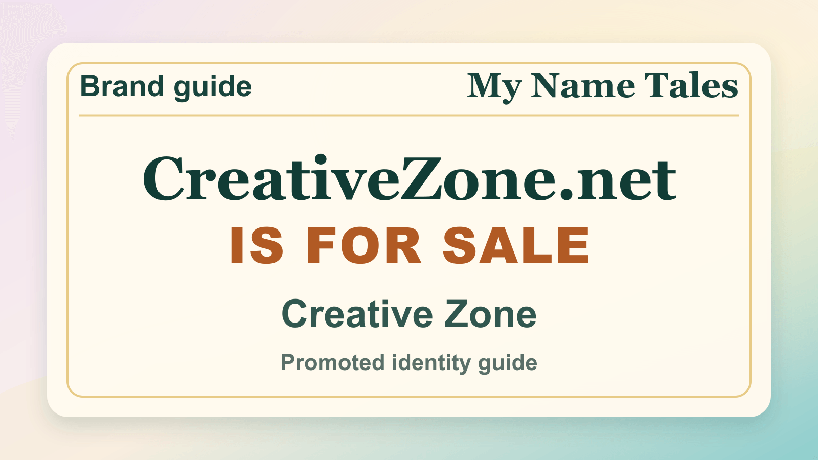 Creative Zone identity guide image — CreativeZone.net is for sale