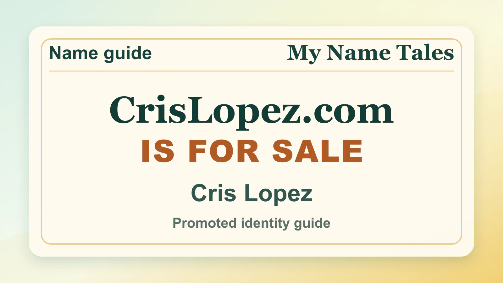 Cris Lopez personal name guide thumbnail on My Name Tales